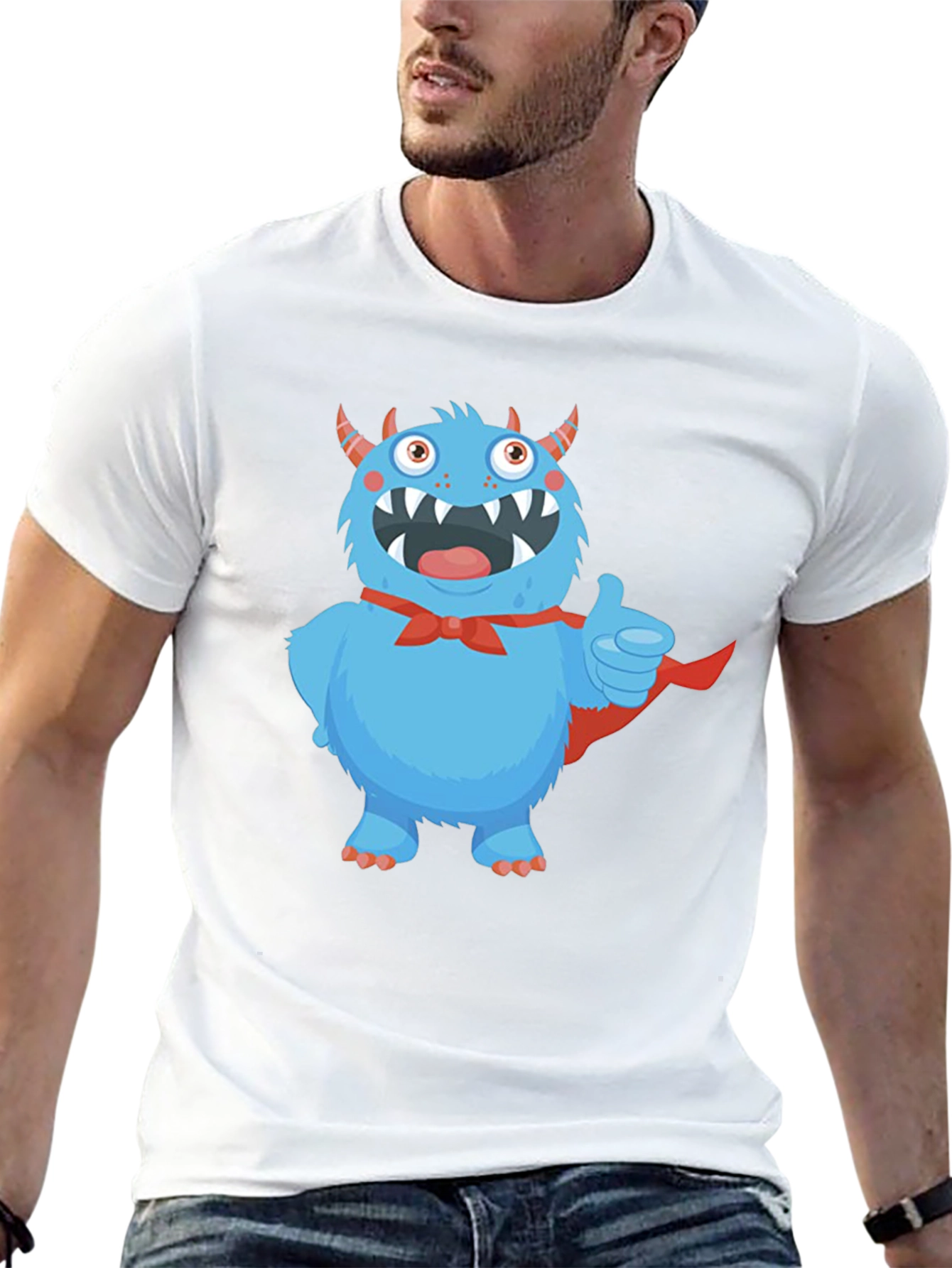 Monster Graphic Tee - Cute Blue Cartoon Character