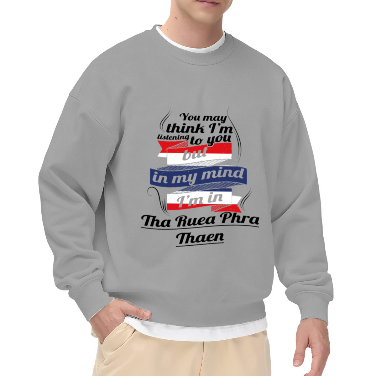 In My Mind Vacation Crewneck Sweatshirt - Funny Travel Daydream Tropical Pullover