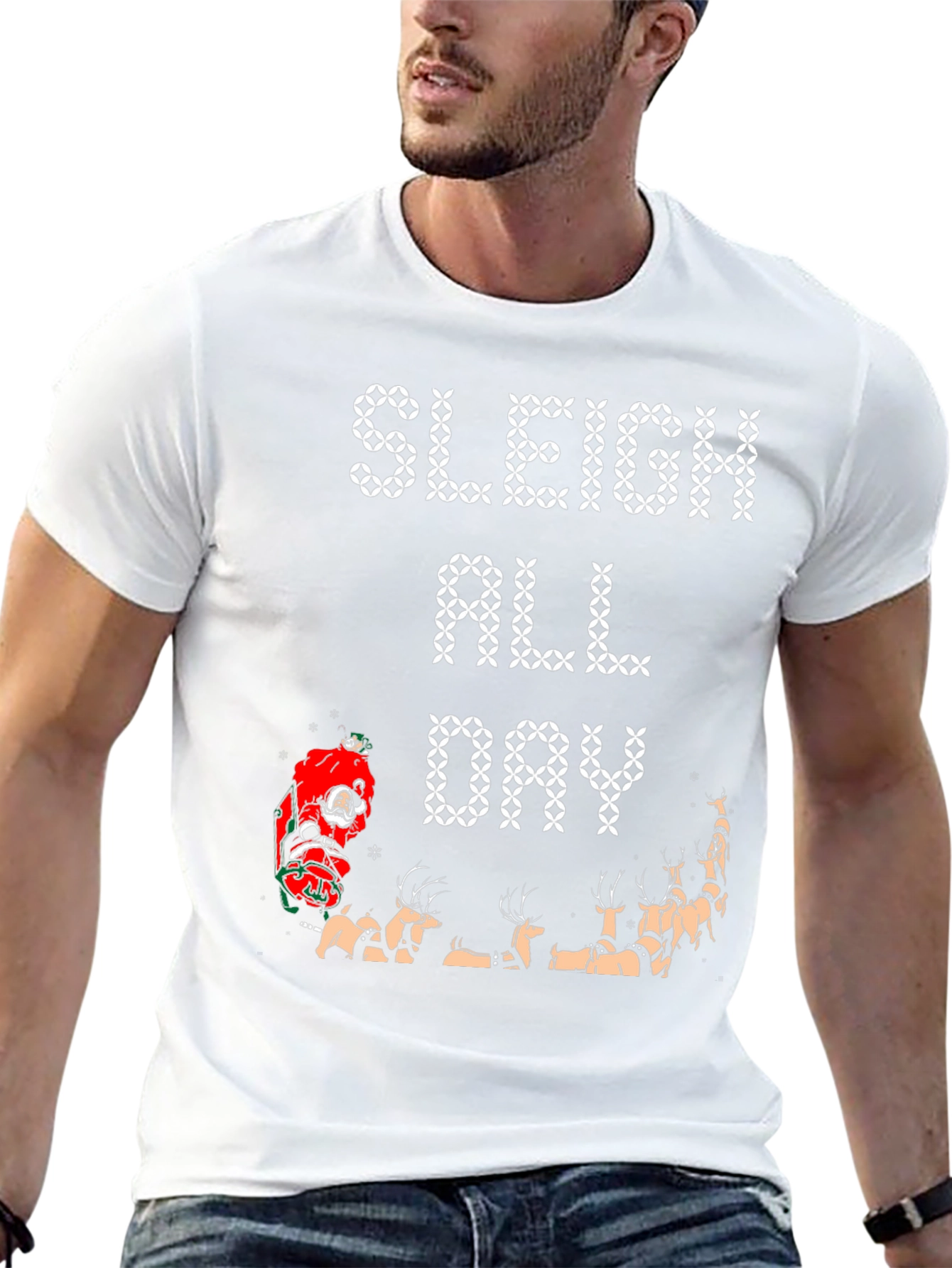Sleigh All Day Graphic Tee - Christmas Holiday Shirt