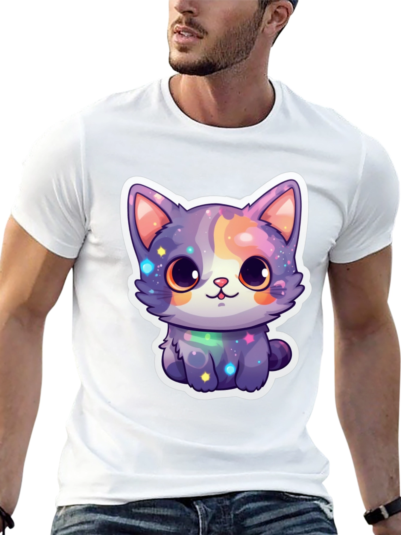 Cute Galaxy Cat T-Shirt - Stylish Graphic Tee
