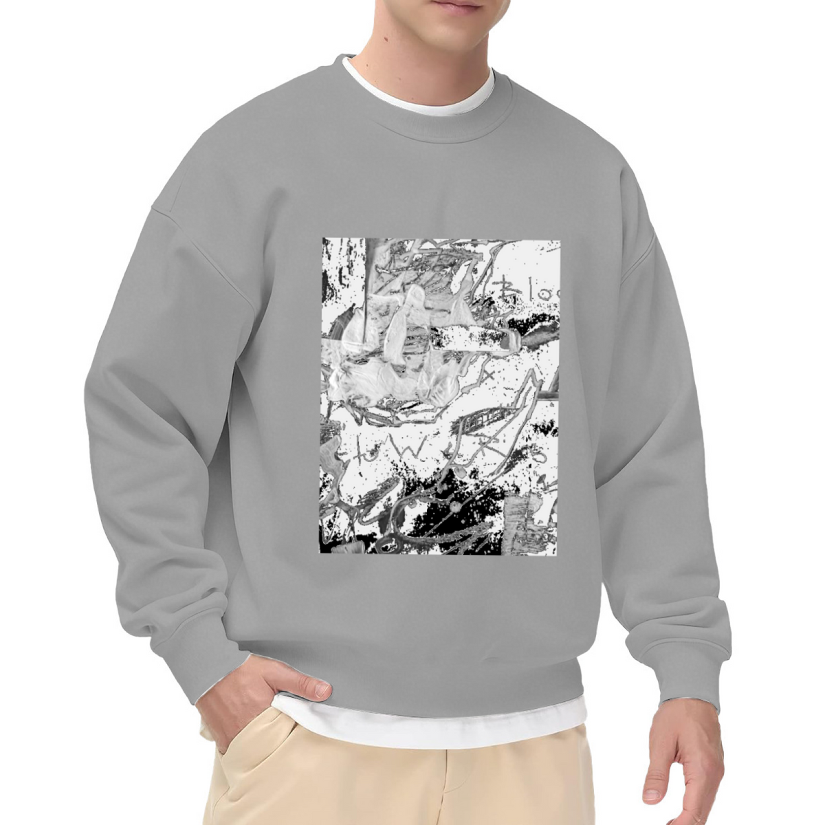 Abstract Graffiti Scrawl Sweatshirt - Dark Distorted Doodle Crewneck, Punk Street Art Pullover, Experimental Grunge Sweatshirt, Avant Gift Top