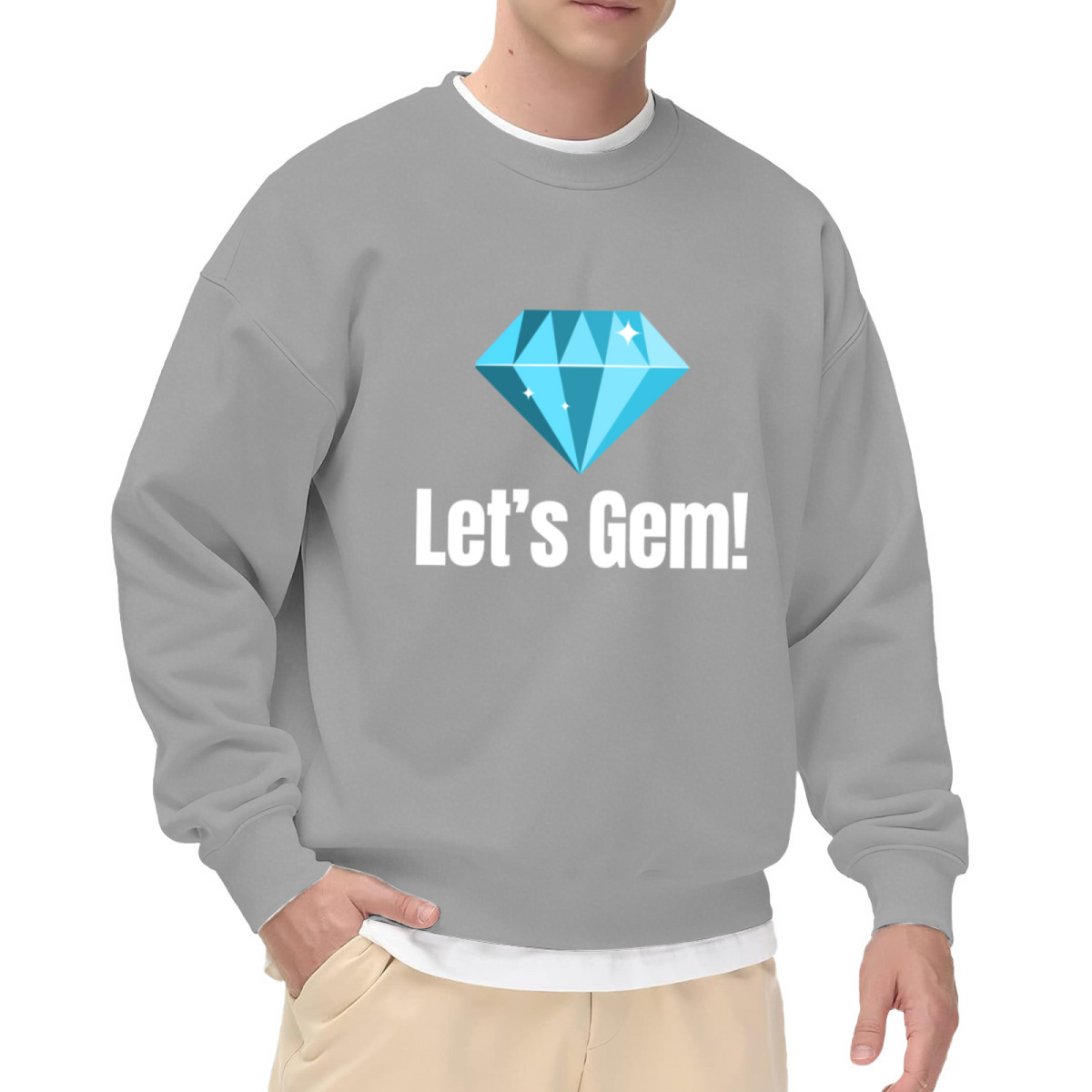 Let's Gem Diamond Crewneck Sweatshirt - Sparkling Blue Crystal Jewelry Lover Pullover