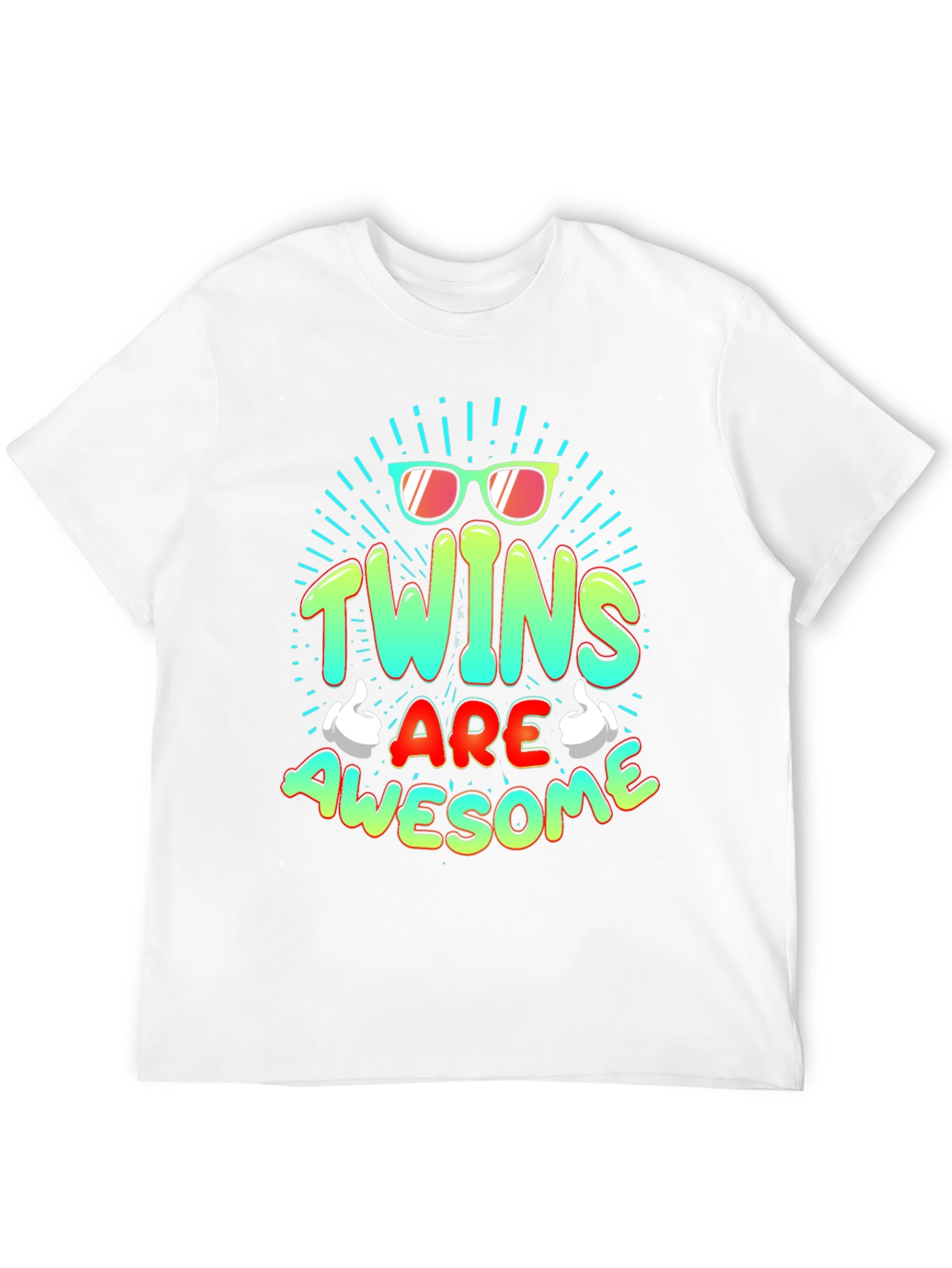 Twins Are Awesome Graphic Tee - Trendy T-Shirt