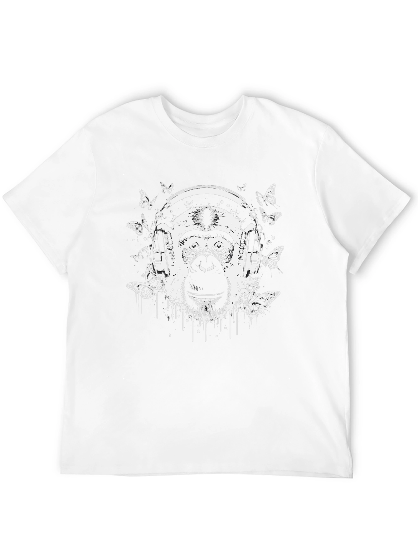 Monkey Headphones Graphic Tee - Stylish Black T-Shirt