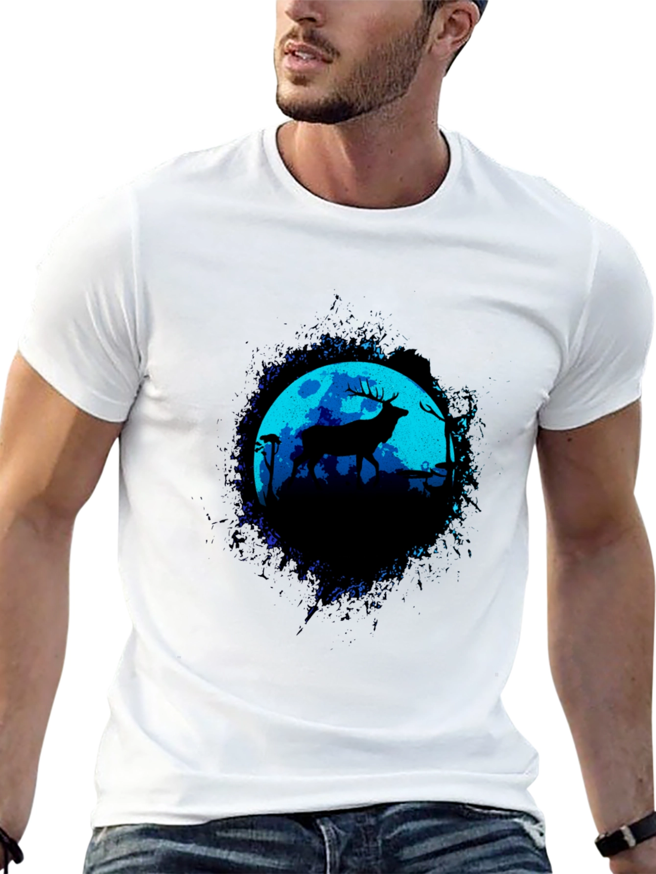 Deer Silhouette Graphic Tee - Moonlit Forest