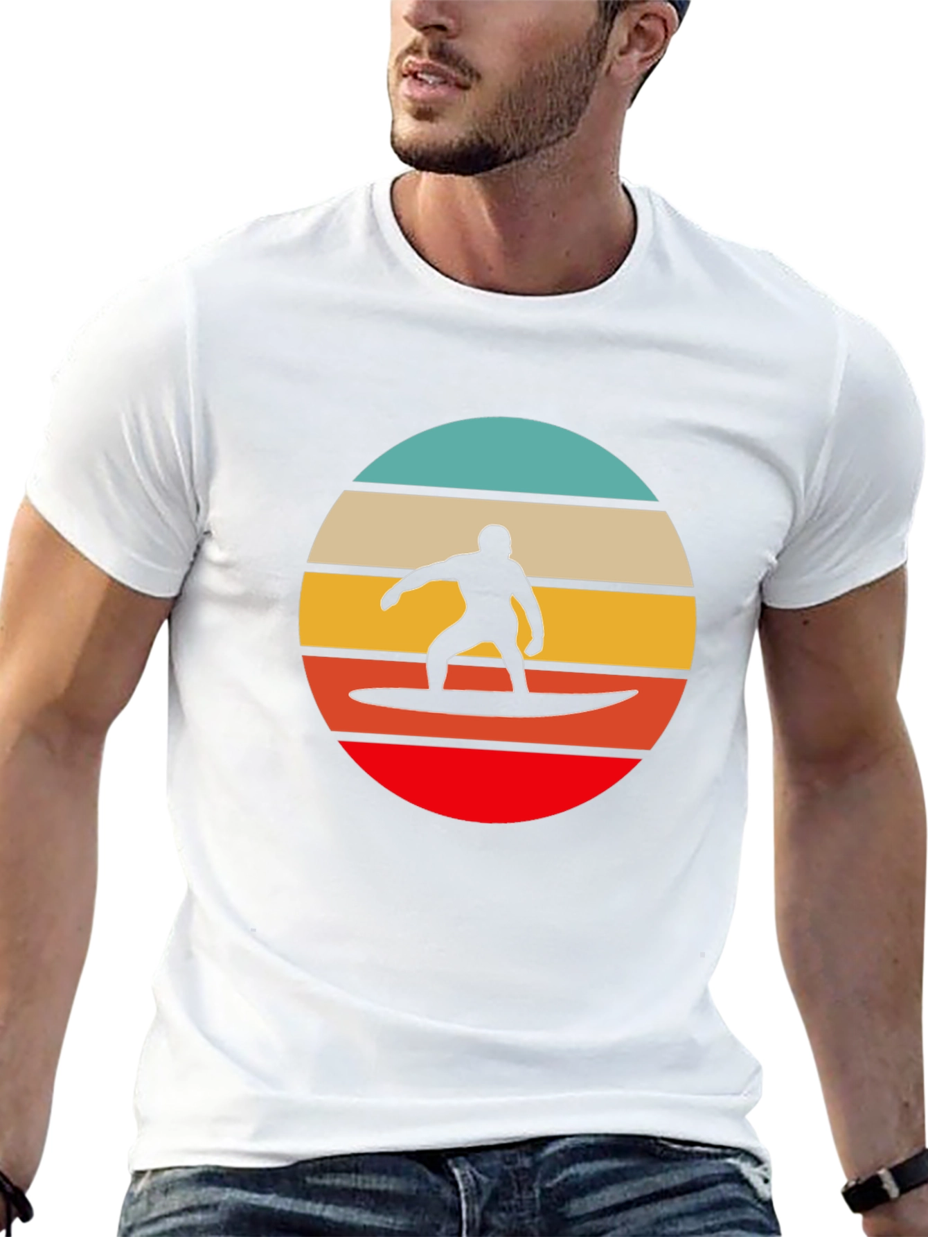 Retro Surfer Silhouette Graphic Tee