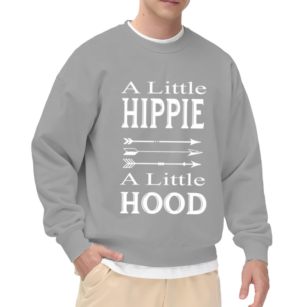 A Little Hippie A Little Hood Crewneck Sweatshirt - Urban Boho Streetwear Pullover