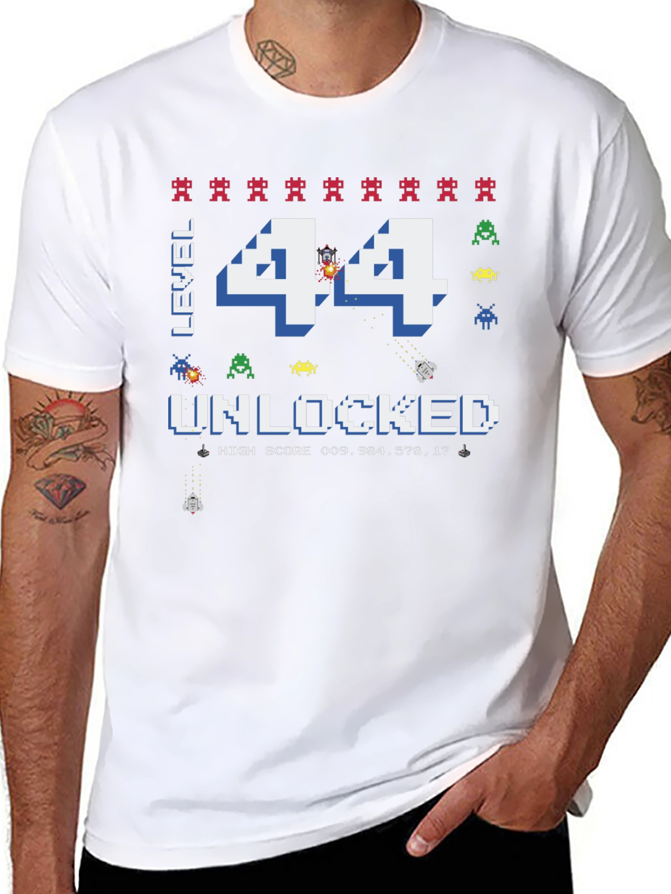Level 44 Unlocked Graphic T-Shirt - Gamer Birthday Tee