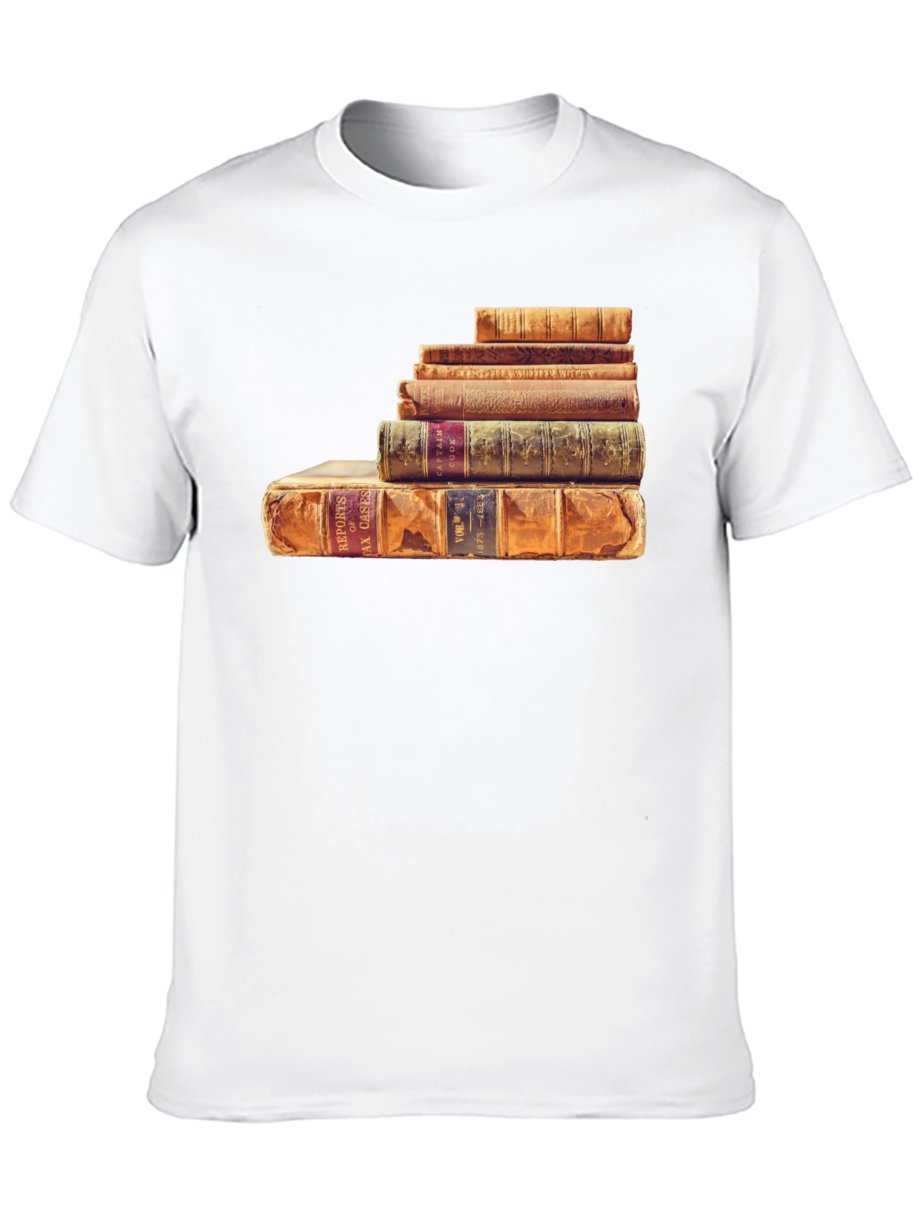 Stacked Books Graphic Tee - Literary Style