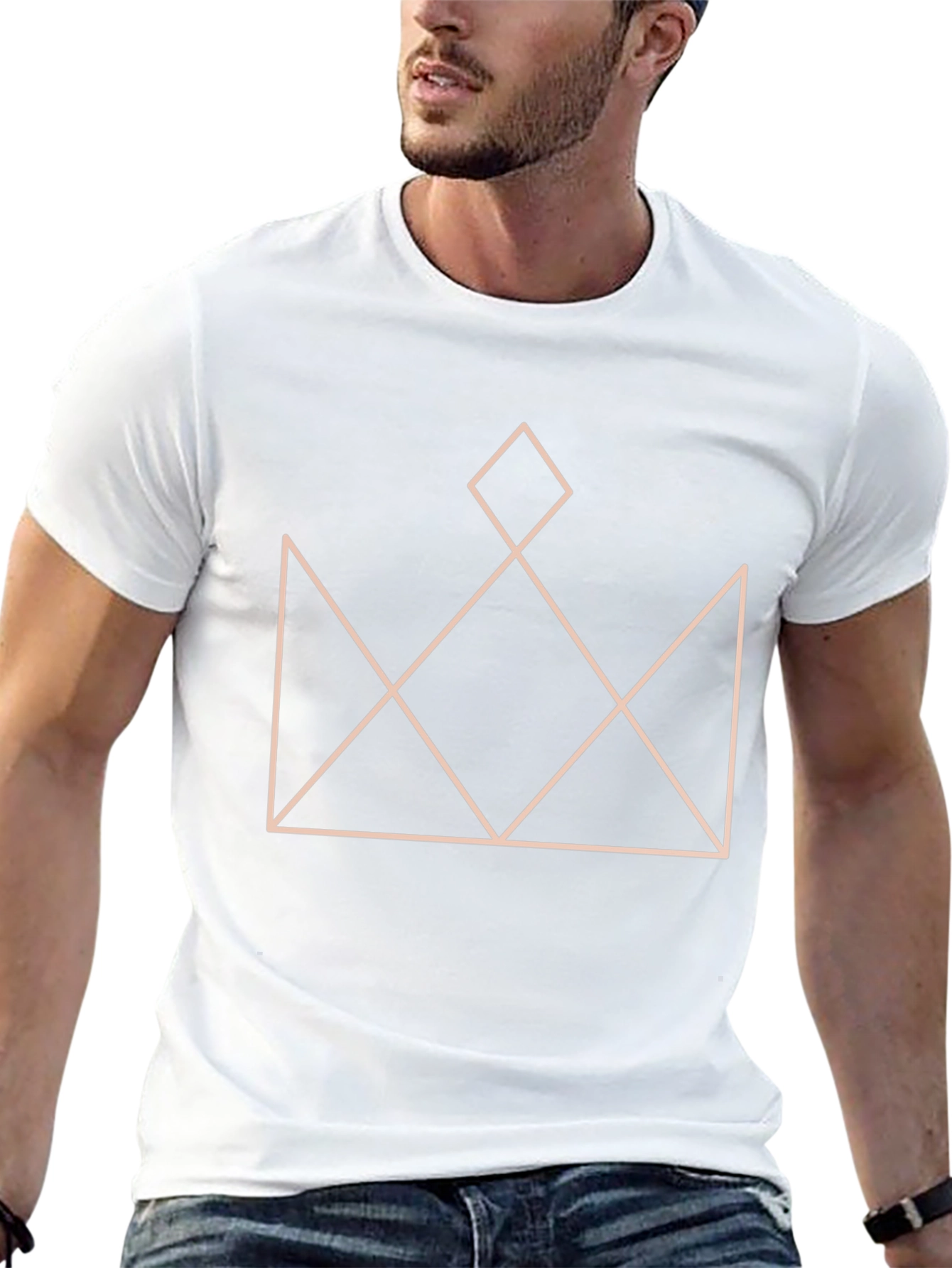 Geometric Crown Graphic T-Shirt - Stylish Black Tee