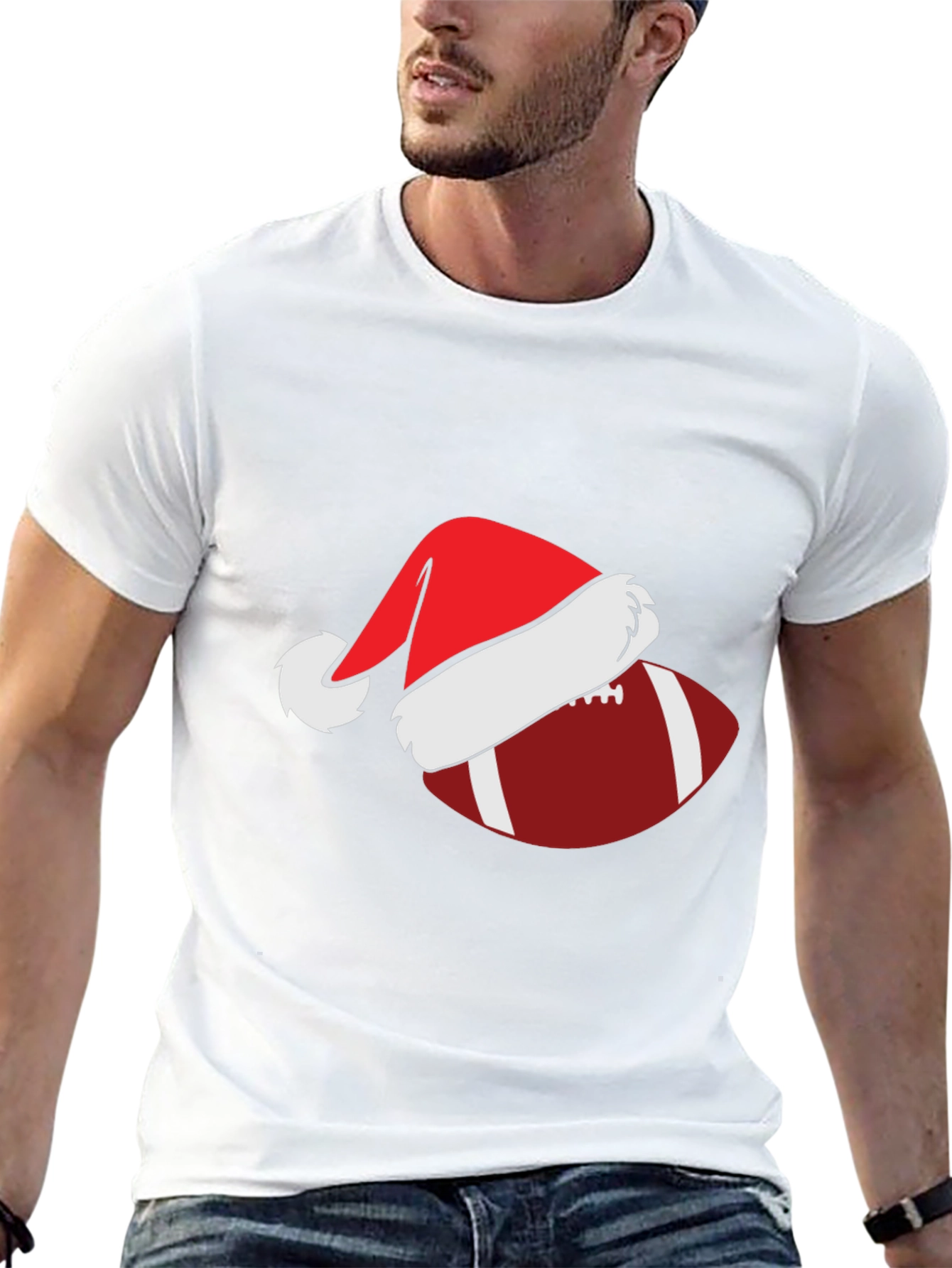 Football Santa Hat Graphic Tee