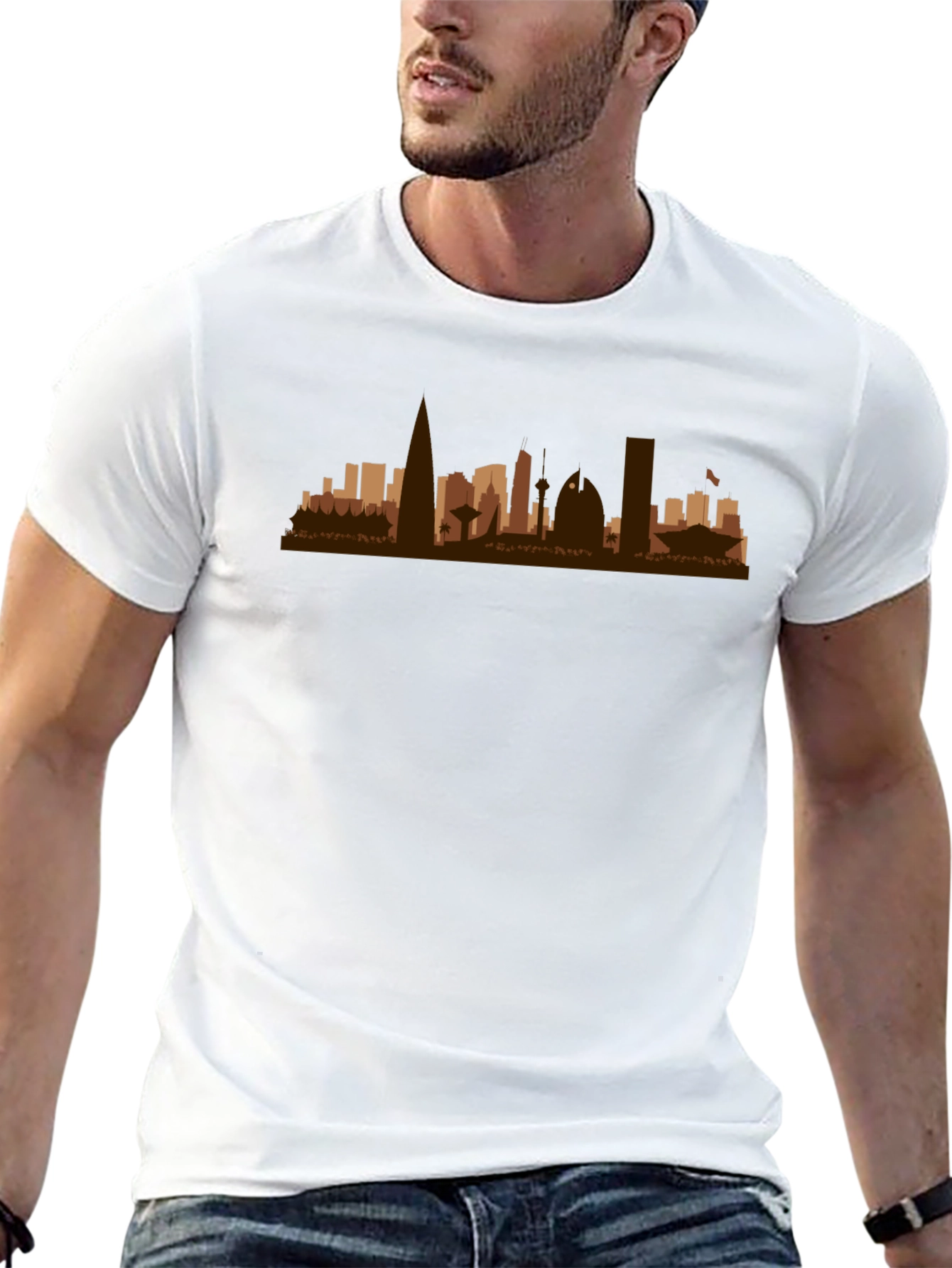Cityscape Graphic Tee - Black Casual T-Shirt