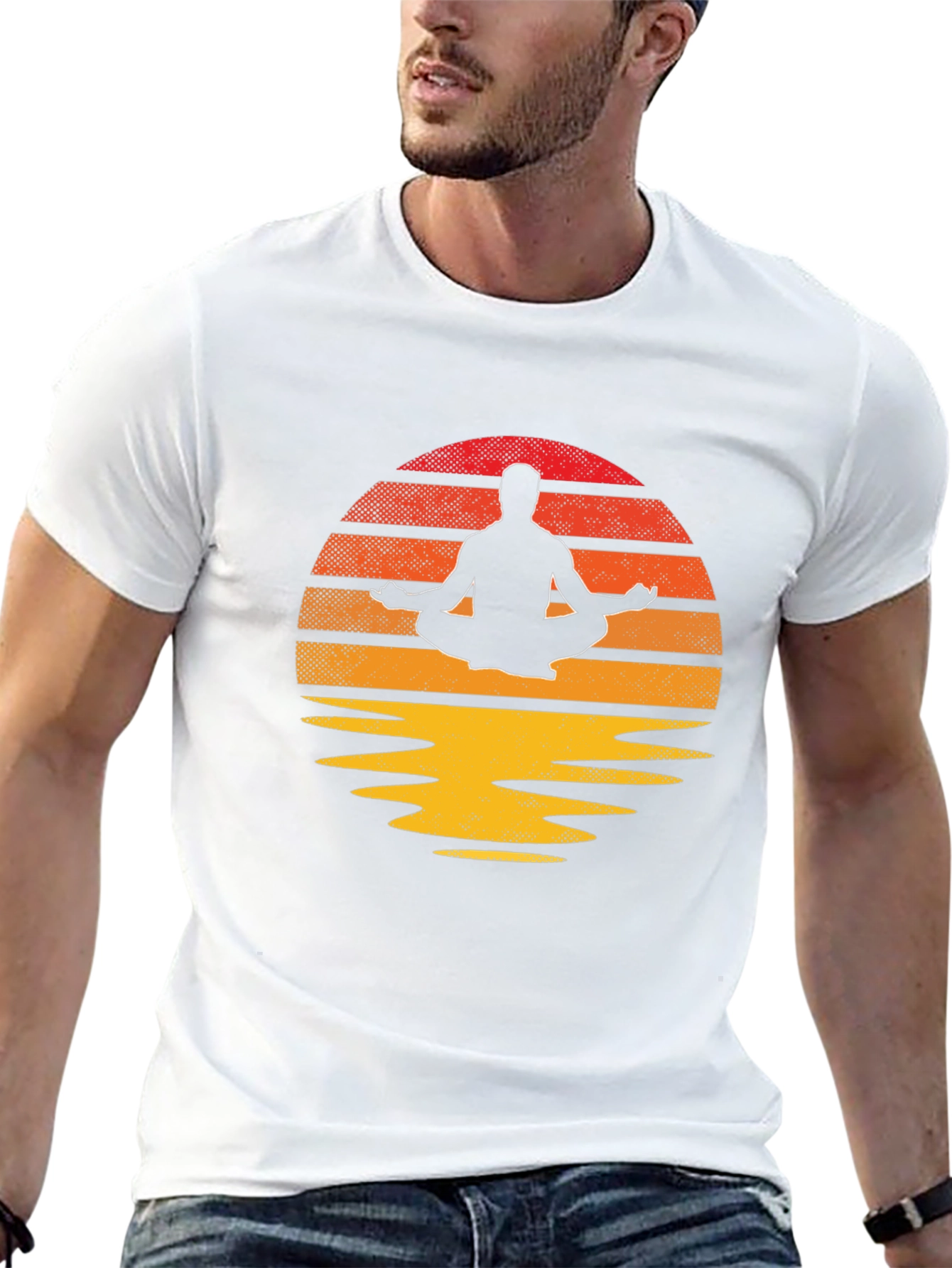 Zen Sunset Meditation T-Shirt - Relaxed Fit