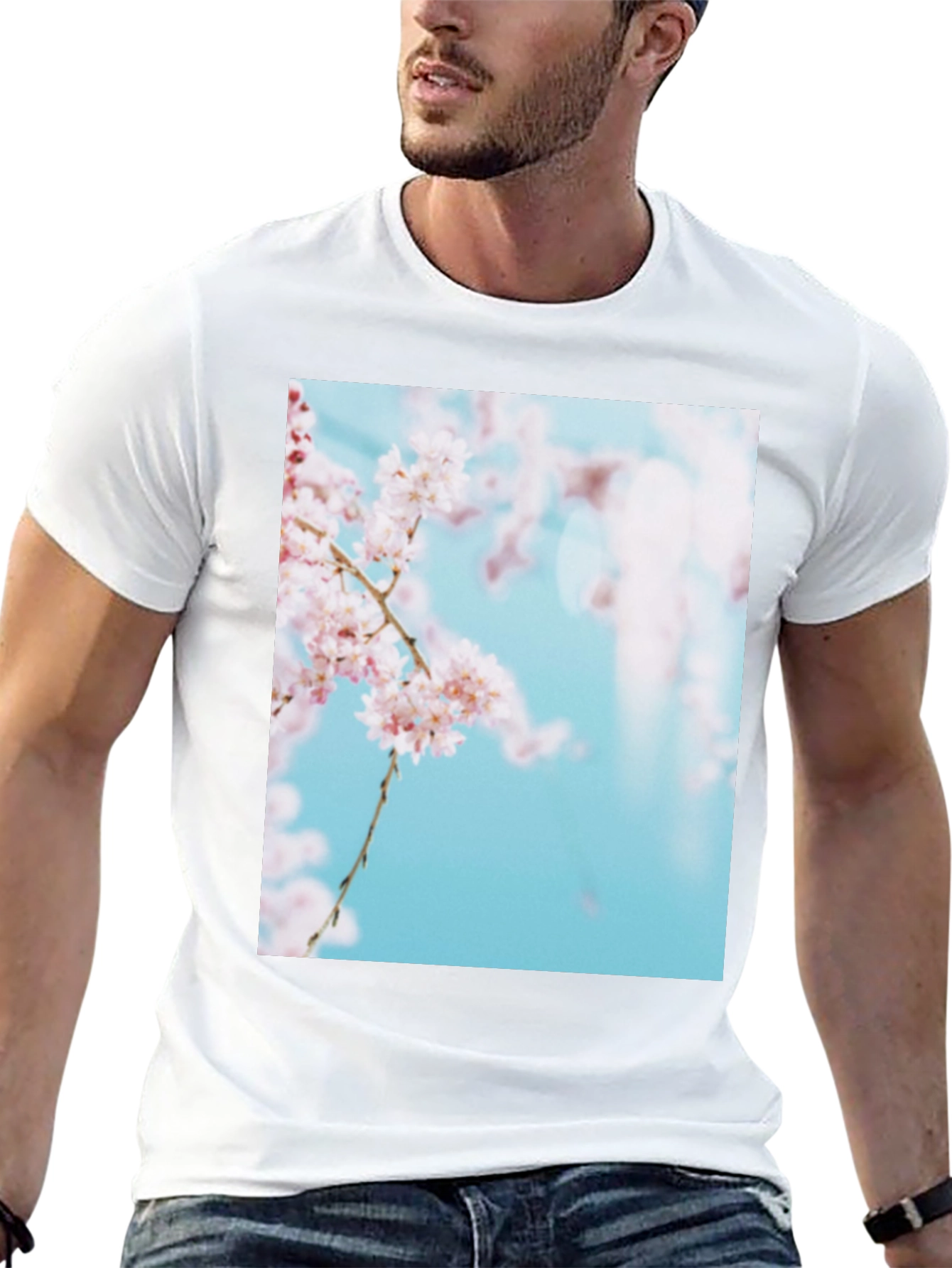 Cherry Blossom Print Black T-Shirt