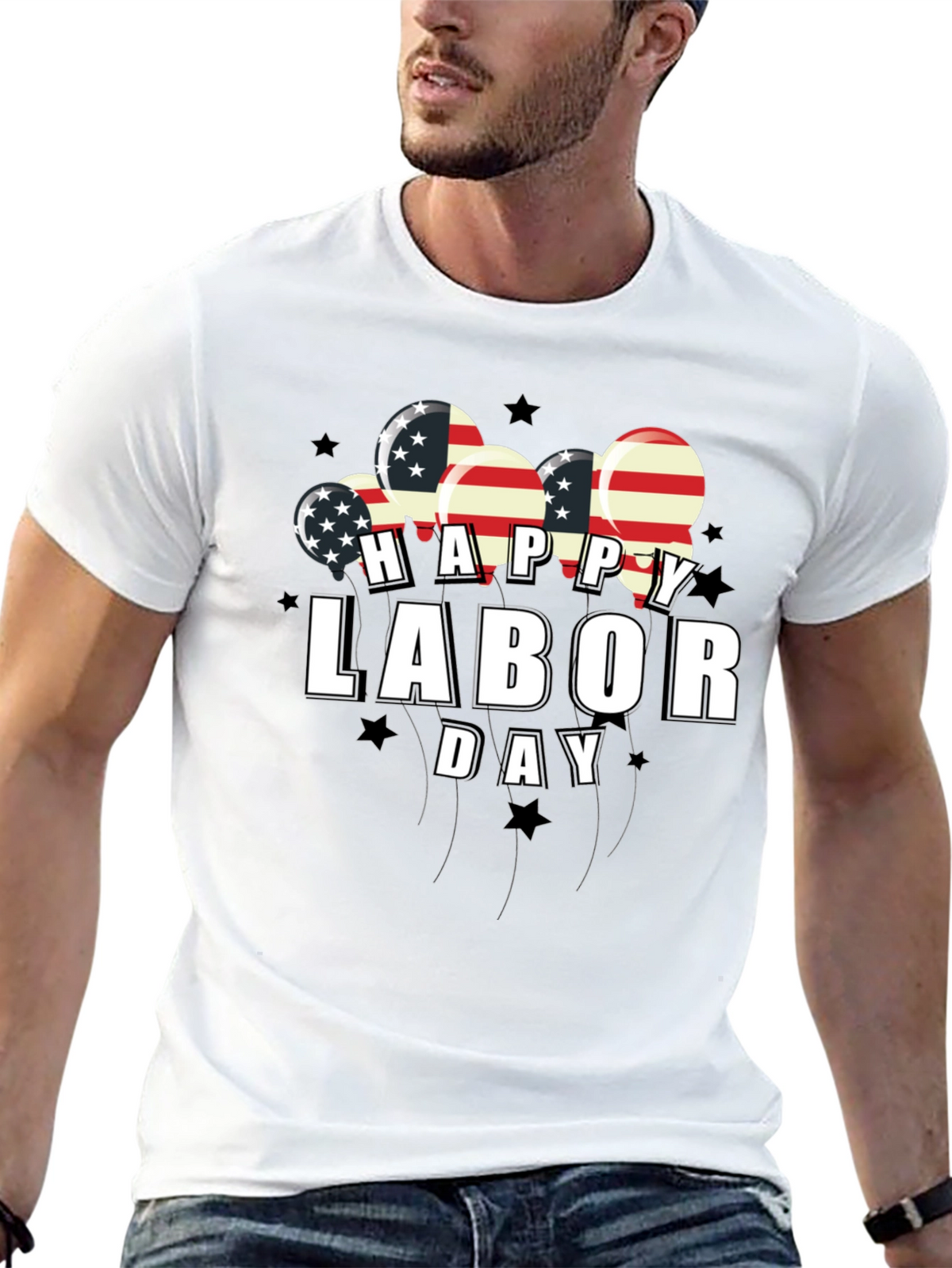 Happy Labor Day American Flag Balloons Graphic Tee