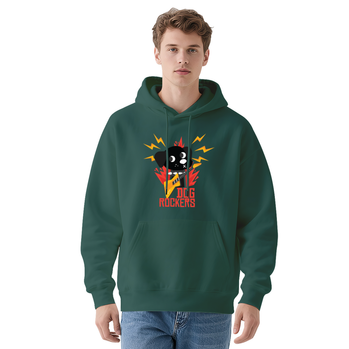 Trendy Hooded Sweatshirt - Rock & Roll Skull