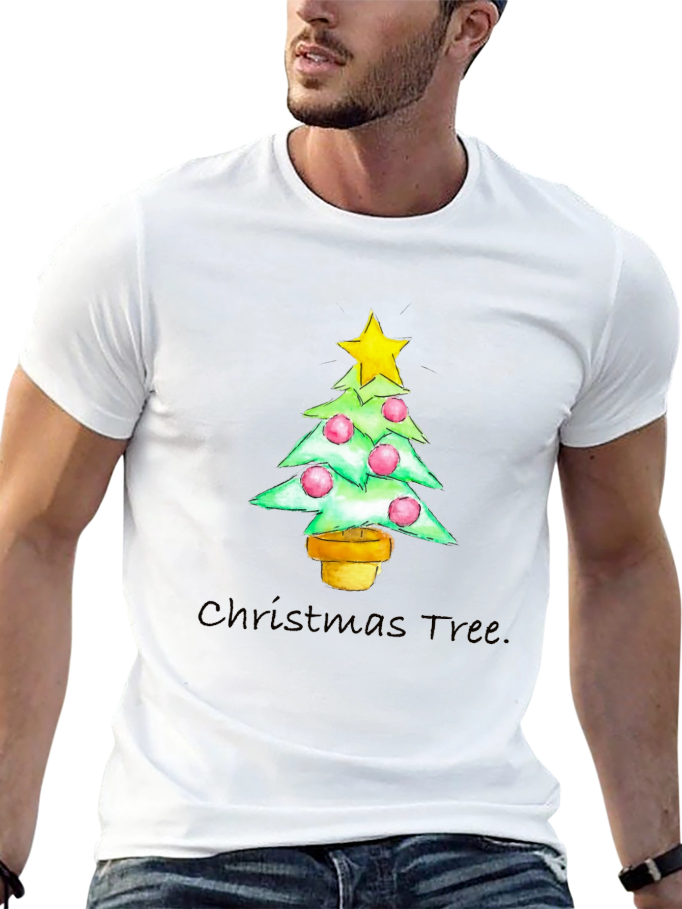 Festive Christmas Tree Graphic Tee - Holiday Apparel