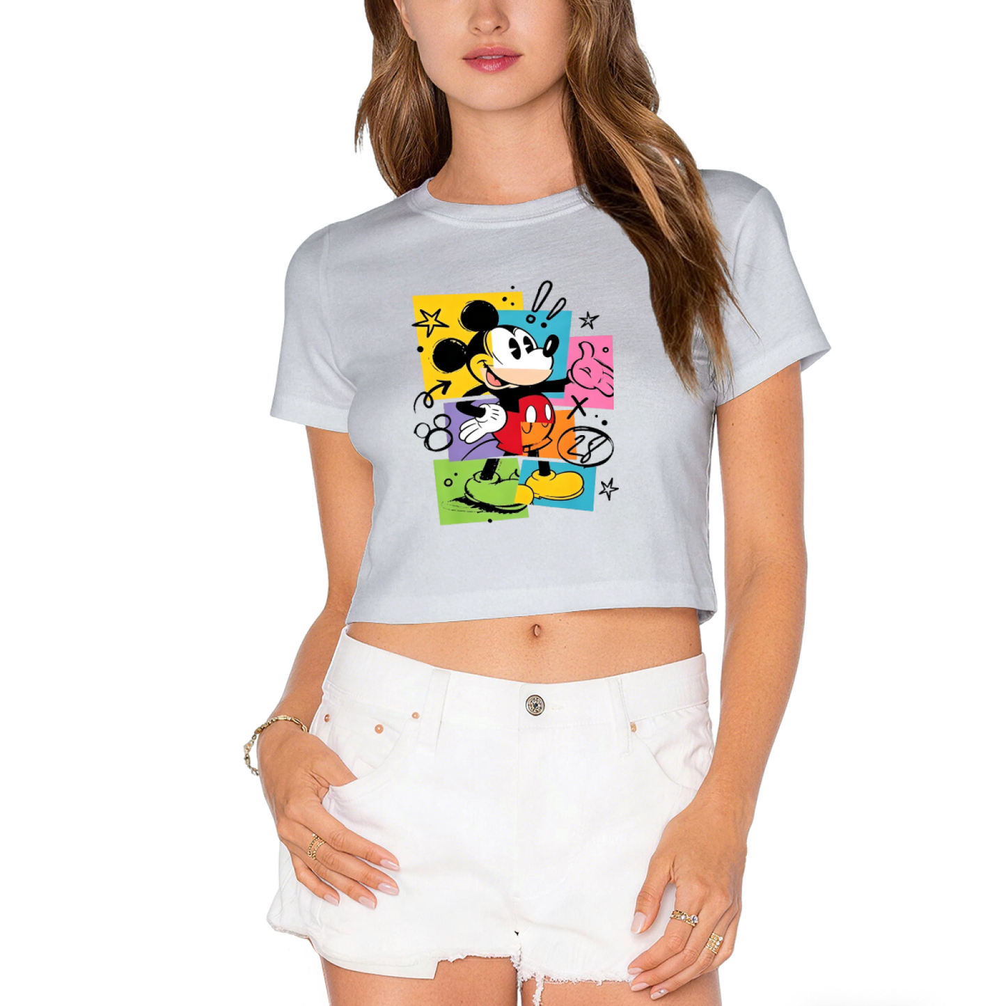 Retro Pop?Art Mickey Mouse Stylish Women Crop Top