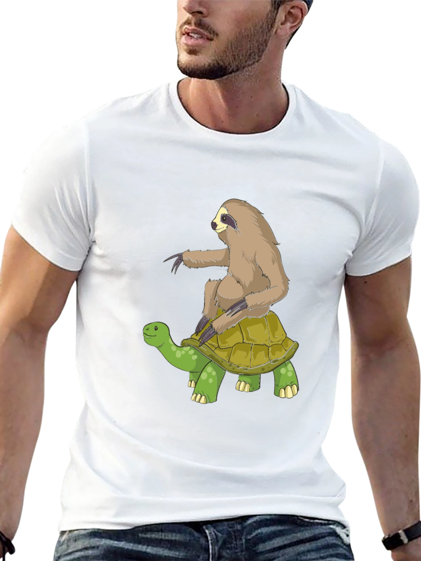 Sloth Riding Turtle Graphic Tee