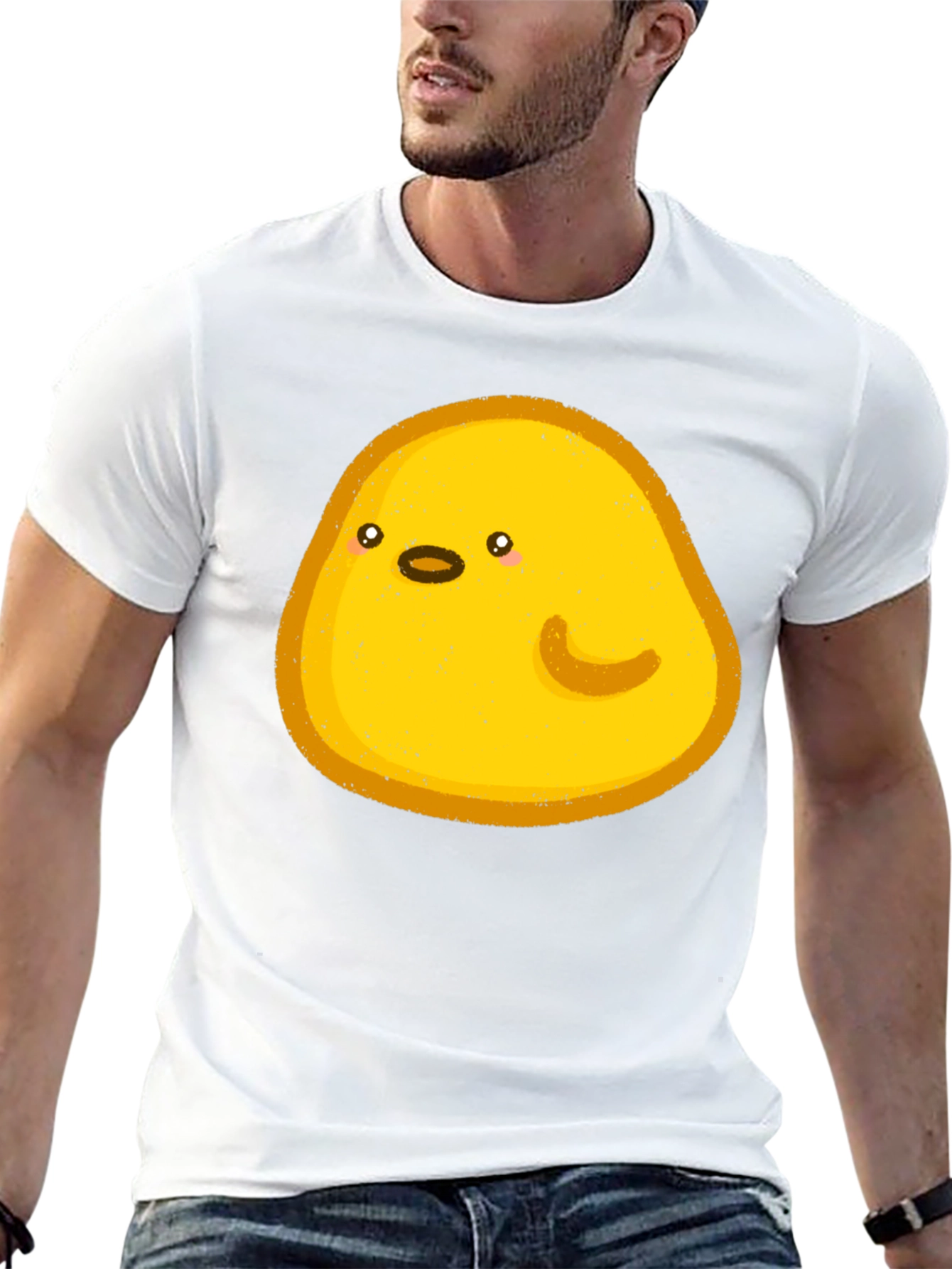 Cute Yellow Blob Graphic Tee - Black Casual Shirt