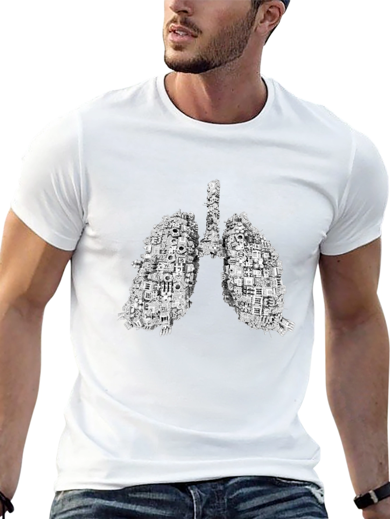 Tech Lungs Graphic Tee - Unique Anatomical Design
