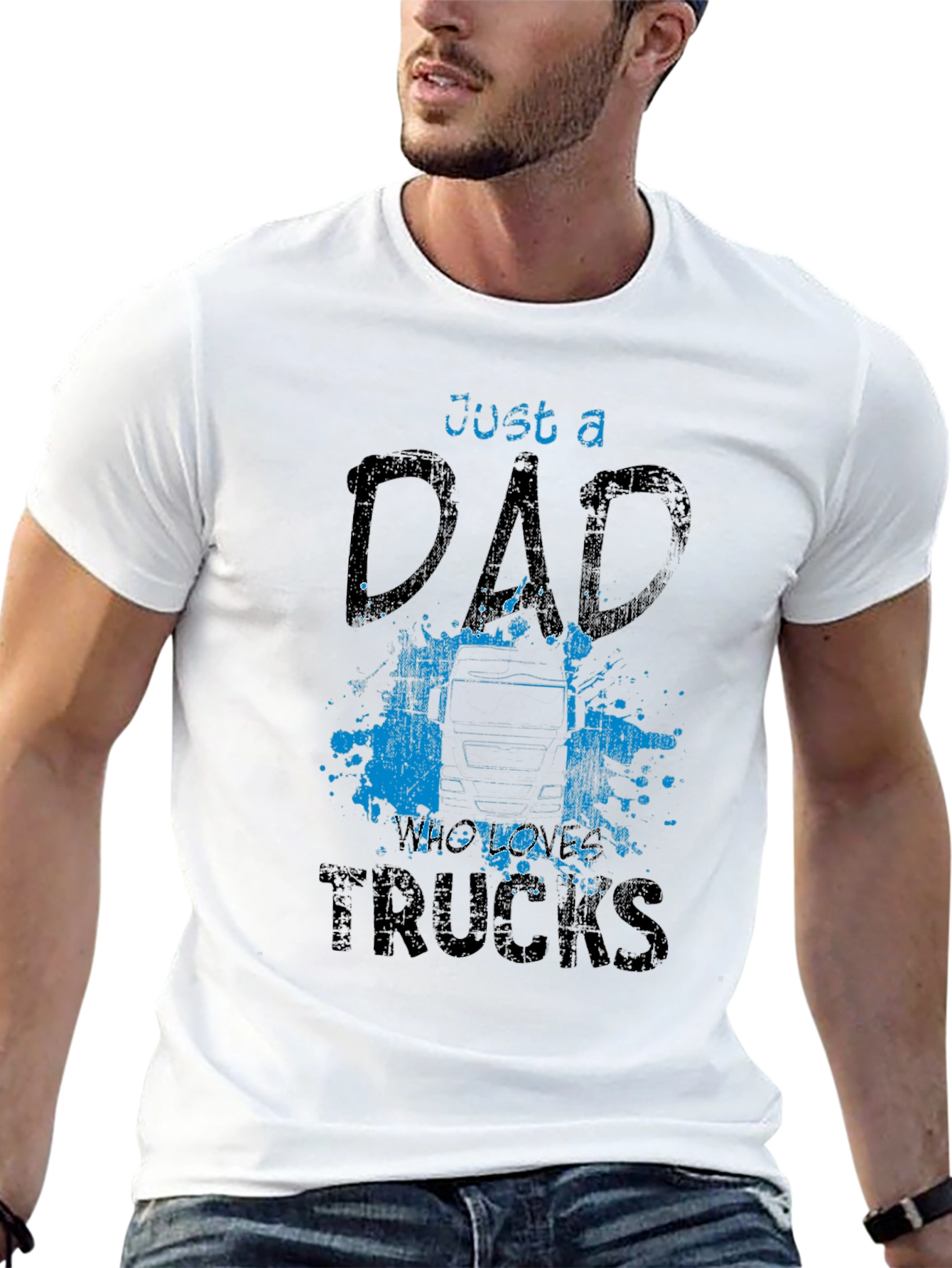 Dad Who Loves Trucks T-Shirt - Black