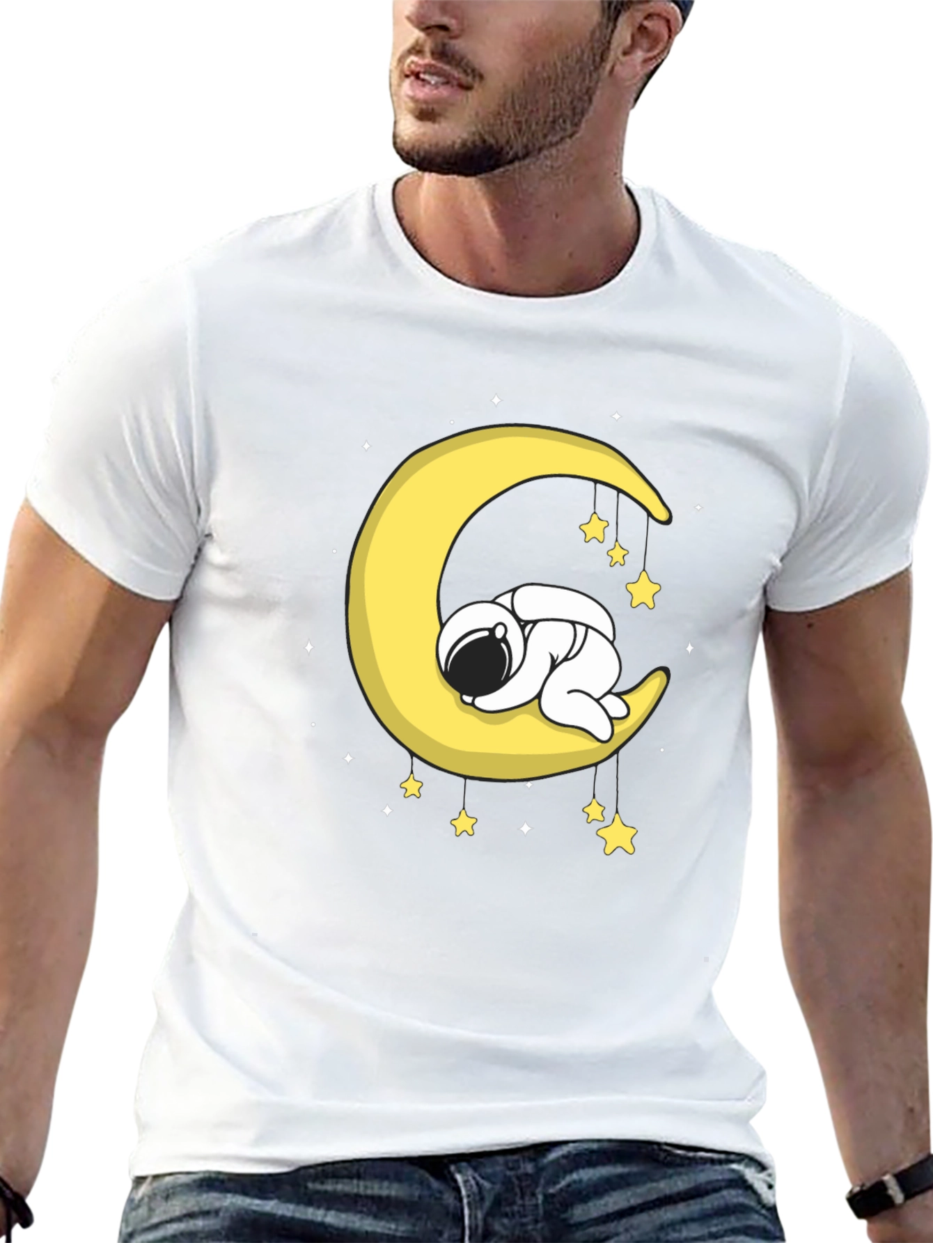 Astronaut Sleeping on Moon Graphic T-Shirt