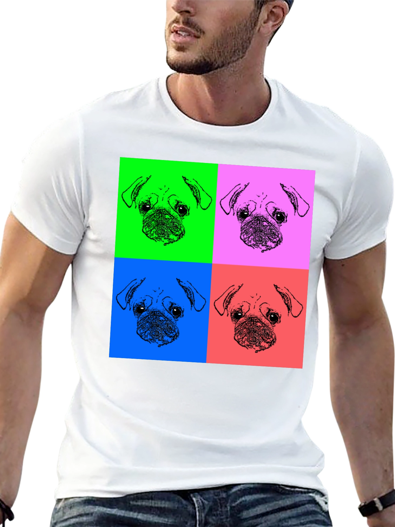 Pop Art Pug Graphic Tee - Black Unisex Shirt