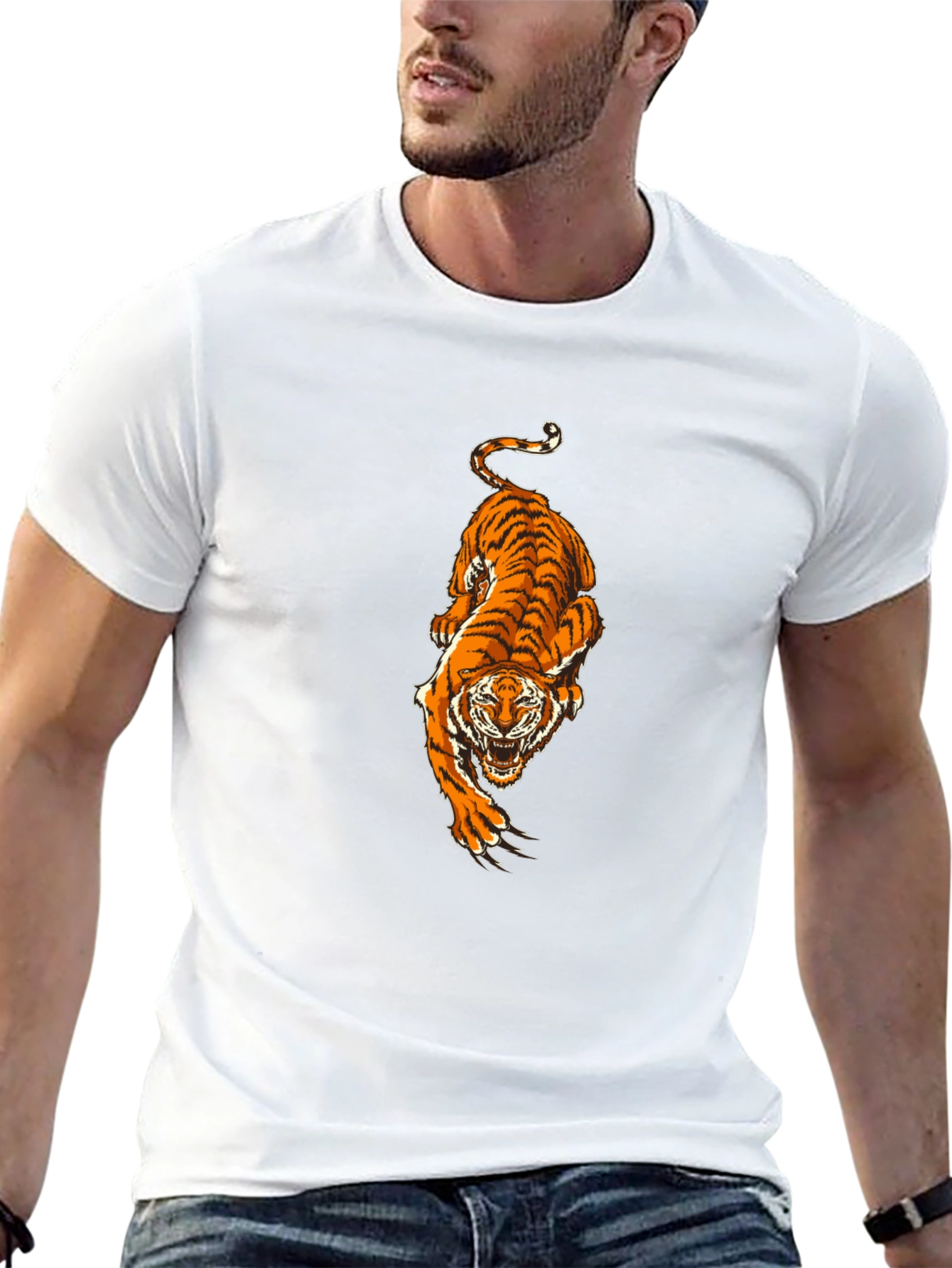 Black T-Shirt with Tiger Print