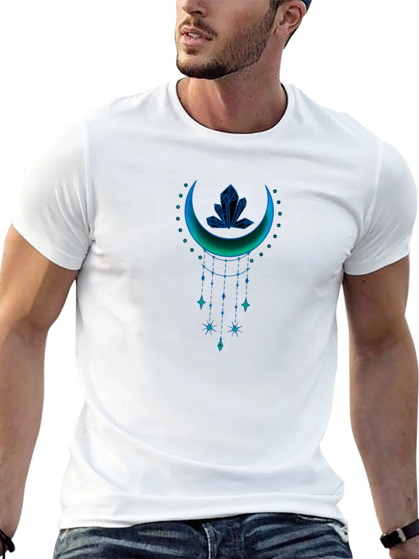 Mystic Crescent Graphic Tee - Celestial Style