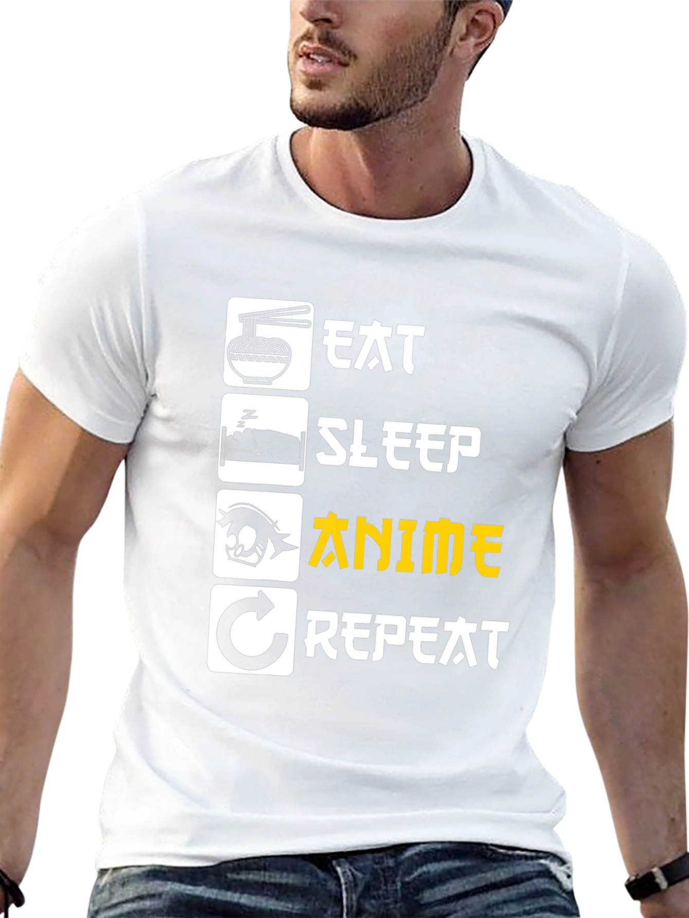 Eat Sleep Anime Repeat Graphic Tee