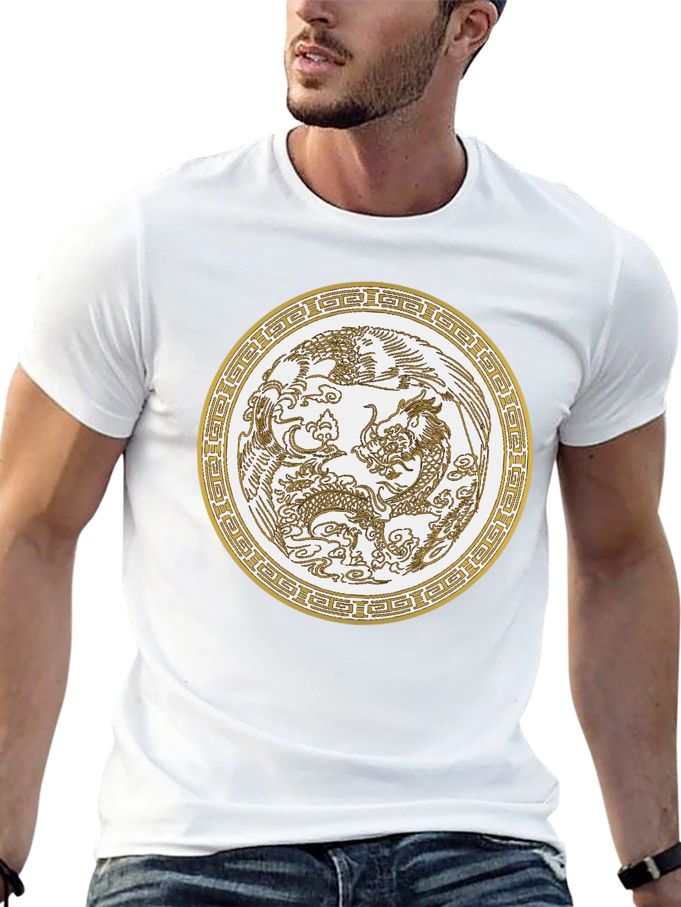 Dragon & Phoenix Graphic Tee - Unisex Black T-Shirt