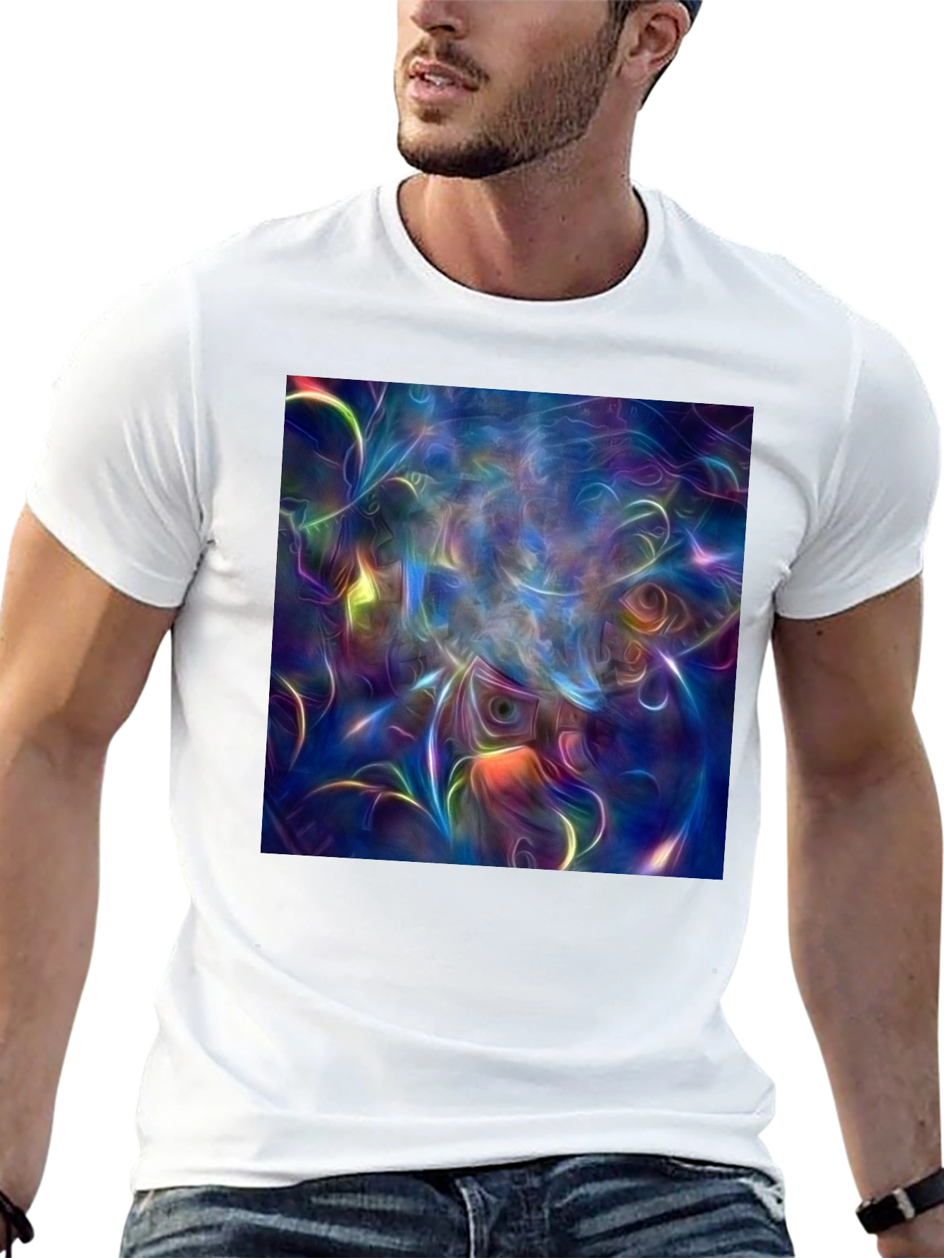 Surreal Art Print Black Cotton T-Shirt