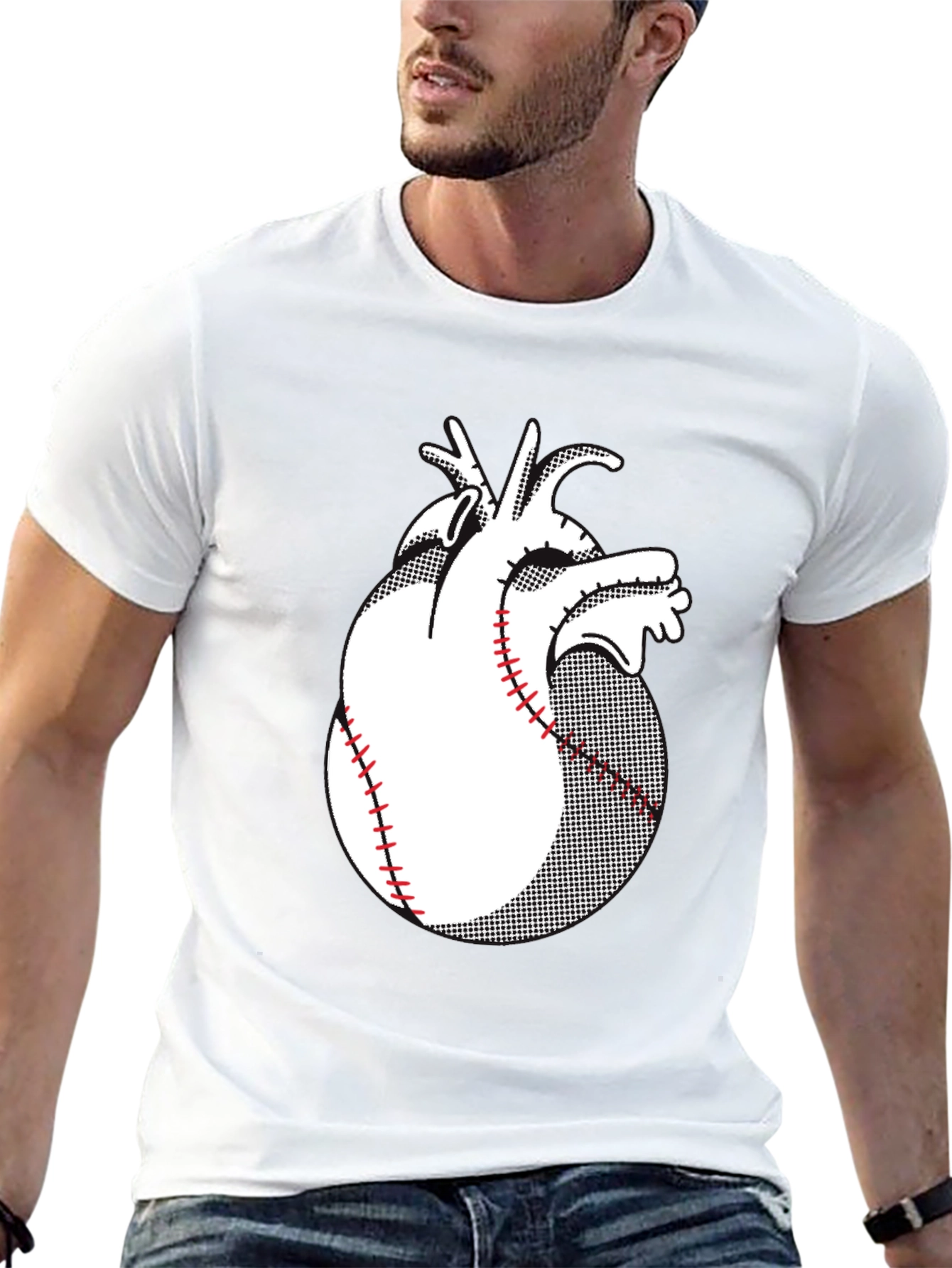 Anatomical Heart Baseball Graphic Tee