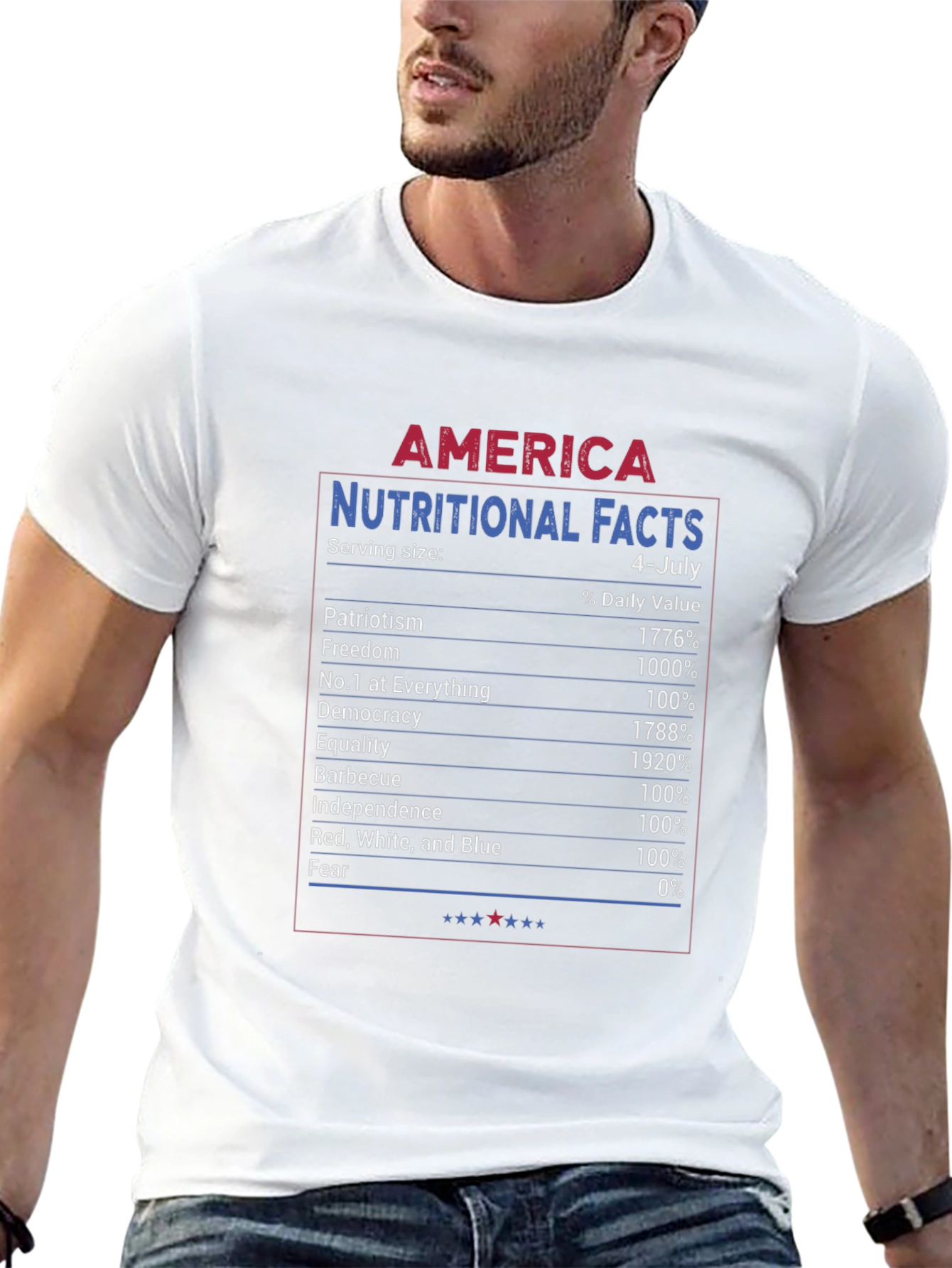 America Nutritional Facts 4th of July Patriotic T-Shirt