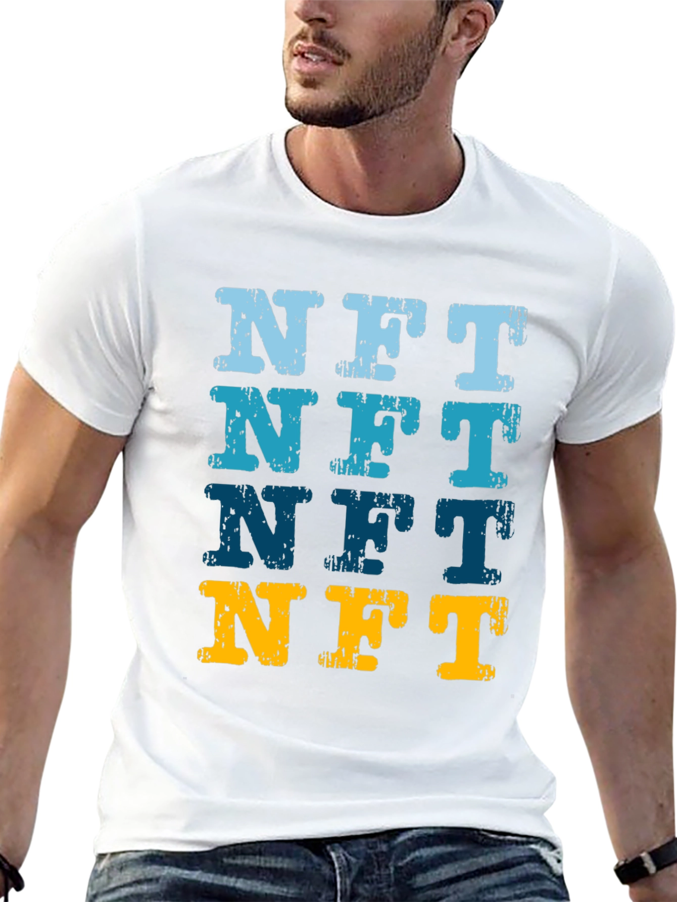 NFT Distressed Graphic Tee - Crypto Art