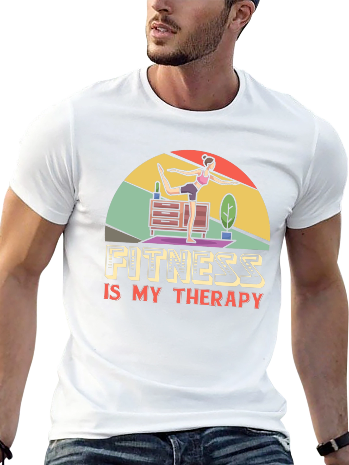 Fitness is My Therapy Graphic Tee - Black