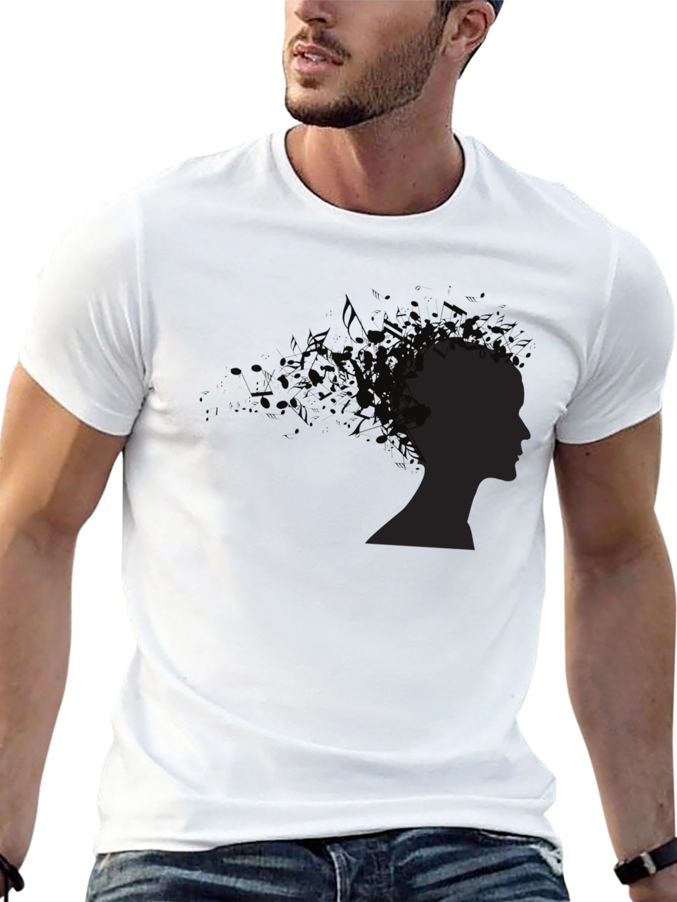 Abstract Silhouette Graphic Black Tee