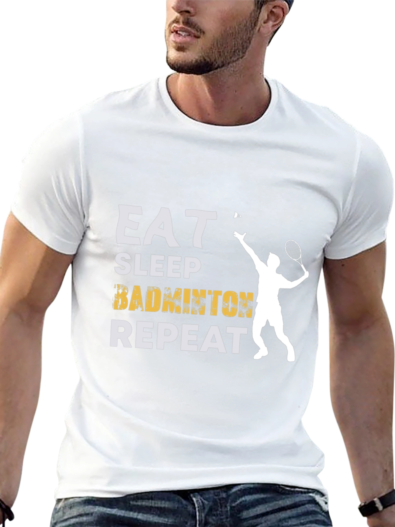 Eat Sleep Badminton Repeat Graphic Tee