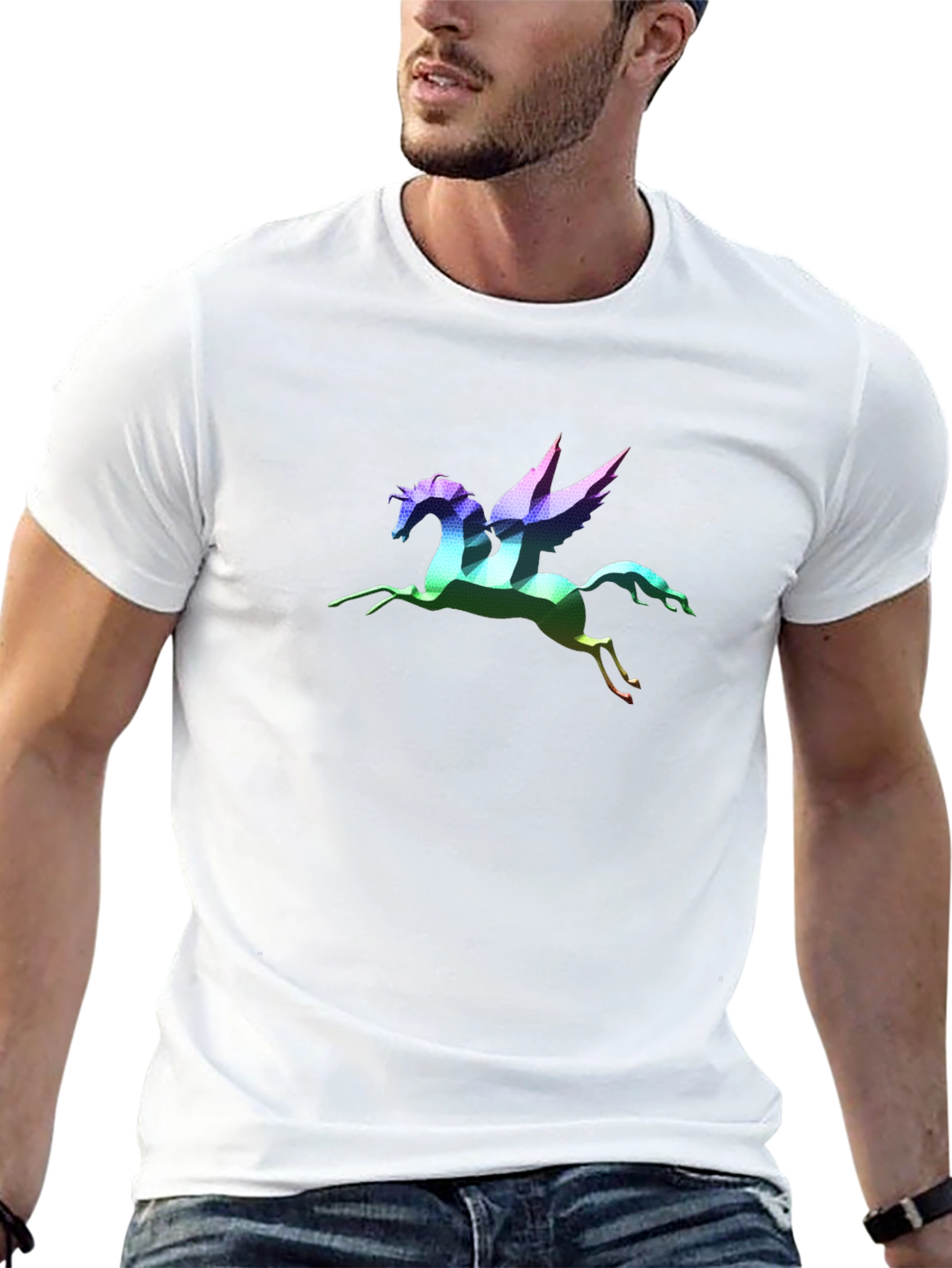 Rainbow Pegasus Graphic T-Shirt - Black