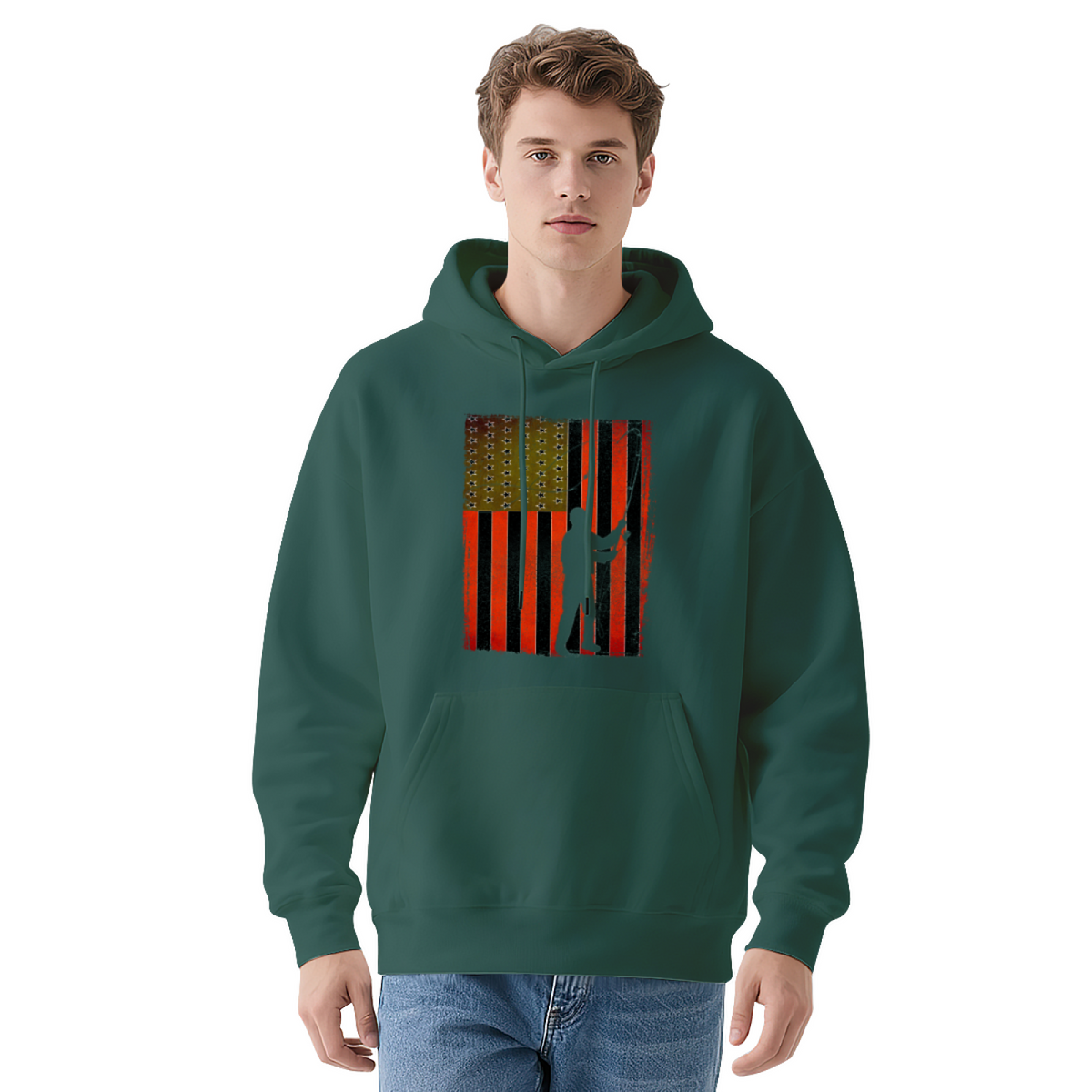 Cool Graphic Hoodie - Distressed-Style Modified Flag