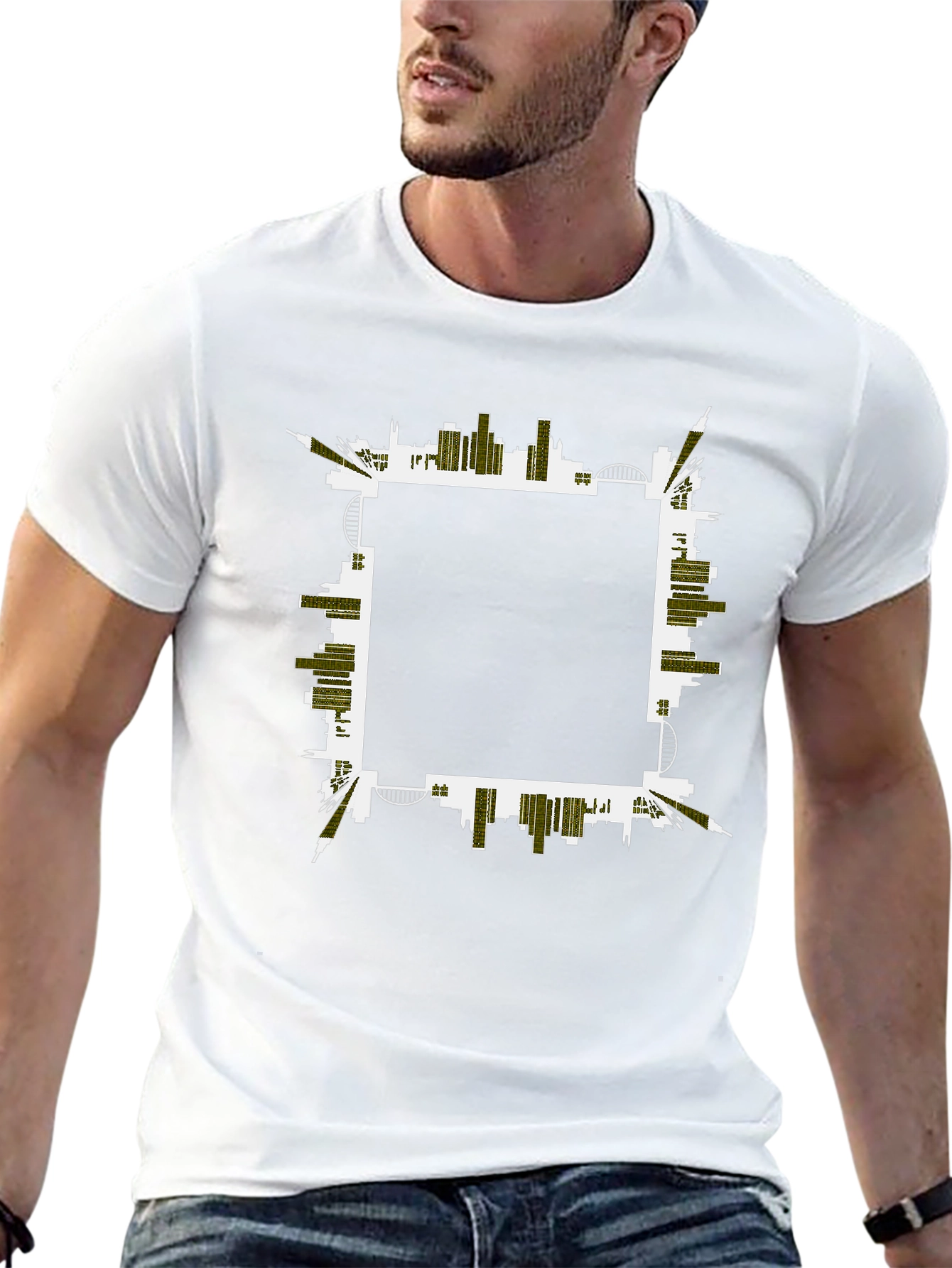 Urban Skyline Graphic Tee - Black