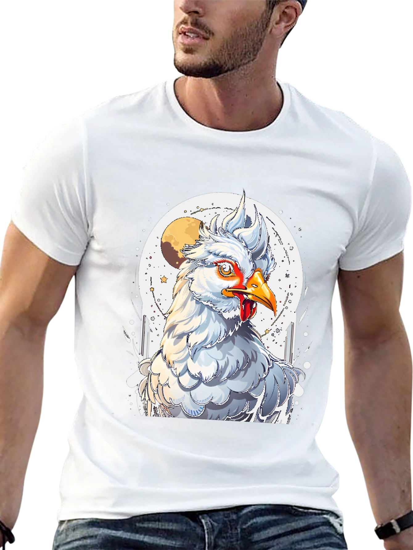 Chicken Moon Graphic Tee - Quirky Unisex T-Shirt
