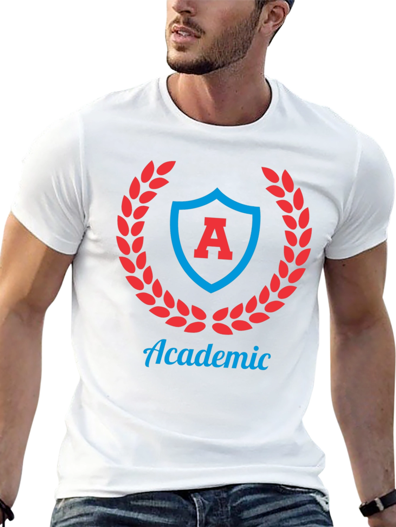 Academic Crest Graphic Tee - Stylish Black T-Shirt