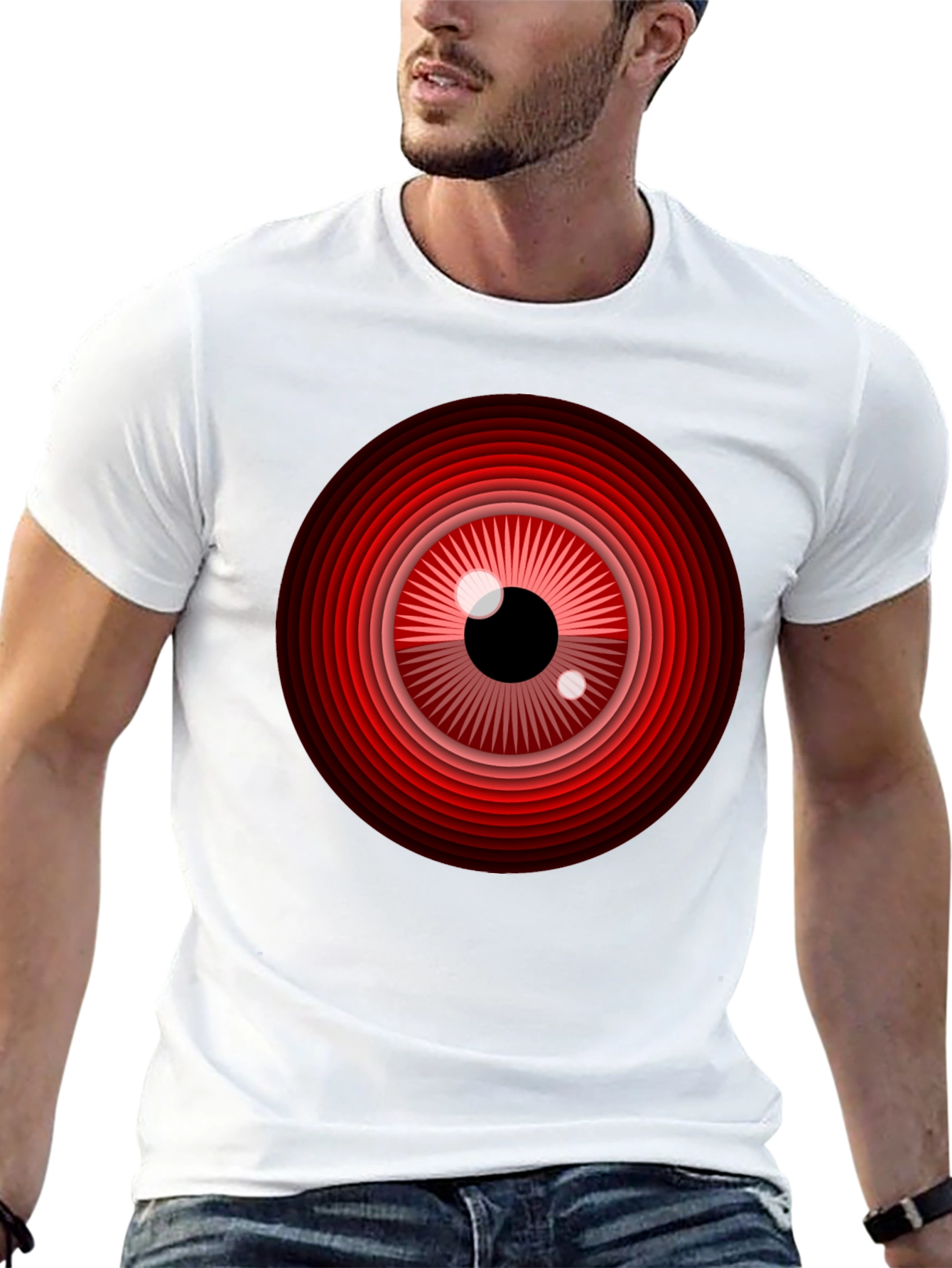 Red Eye Graphic Print Black T-Shirt