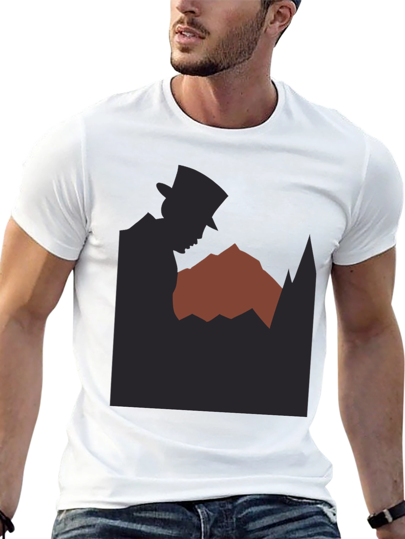 Mysterious Silhouette Graphic Tee - Black