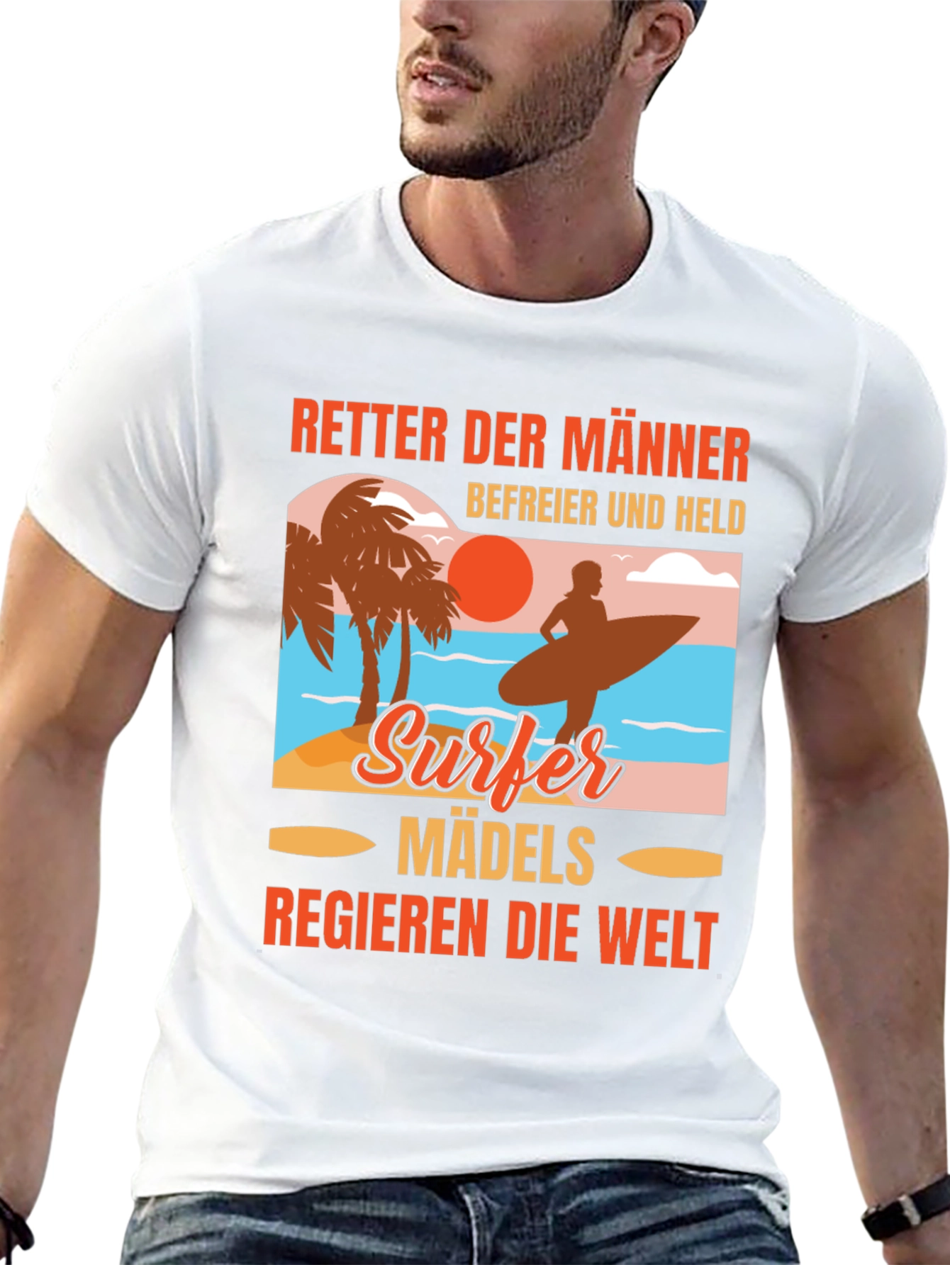 Surfer Madels T-Shirt: Beach Vibes Relaxed Fit
