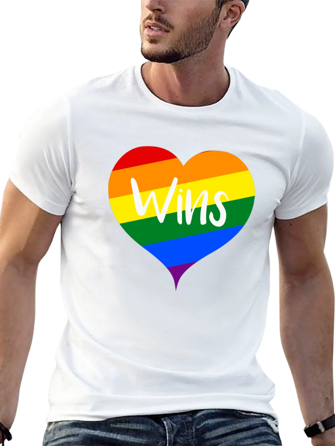 Wins LGBTQ Pride Rainbow Heart T-Shirt