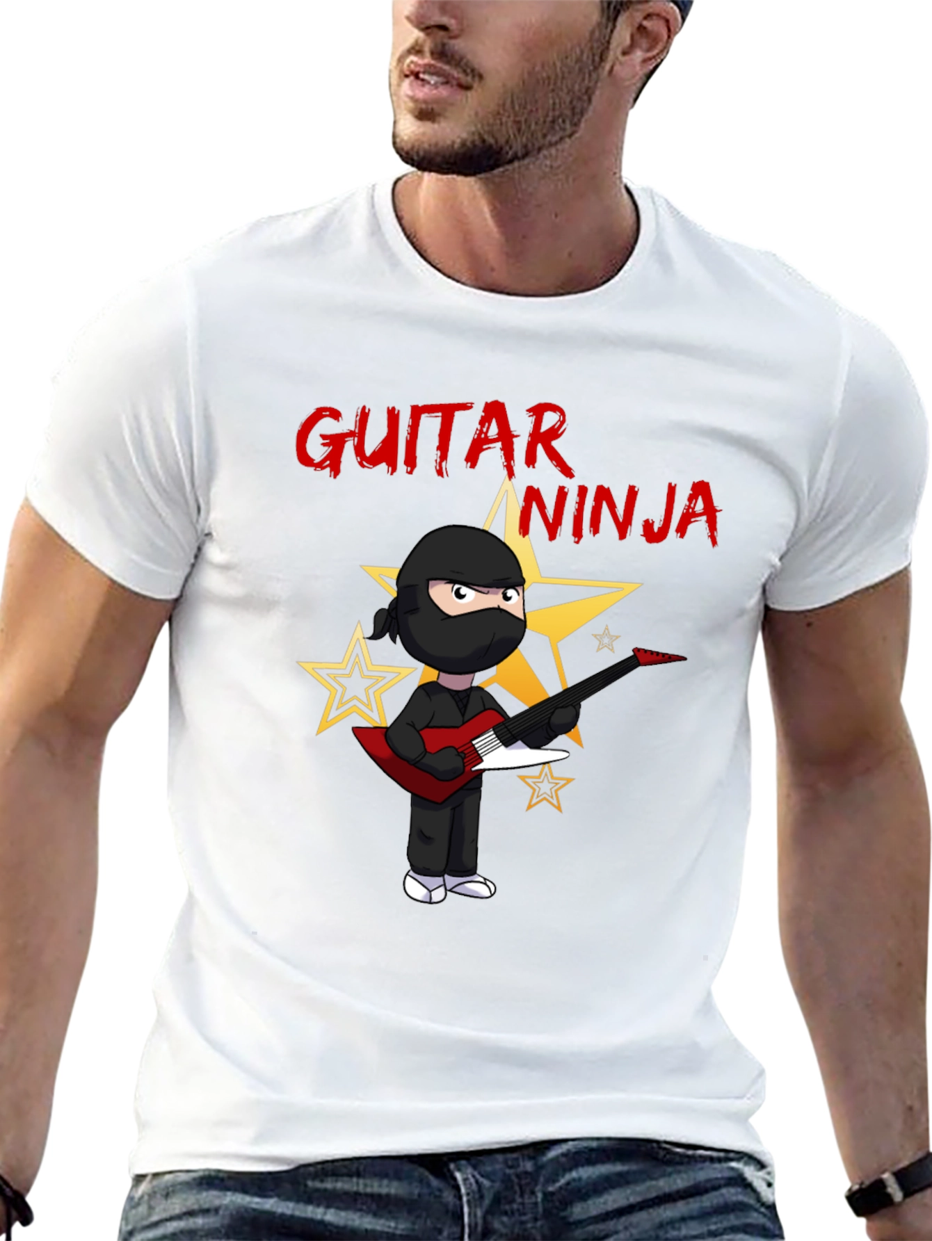 Guitar Ninja Black Graphic T-Shirt