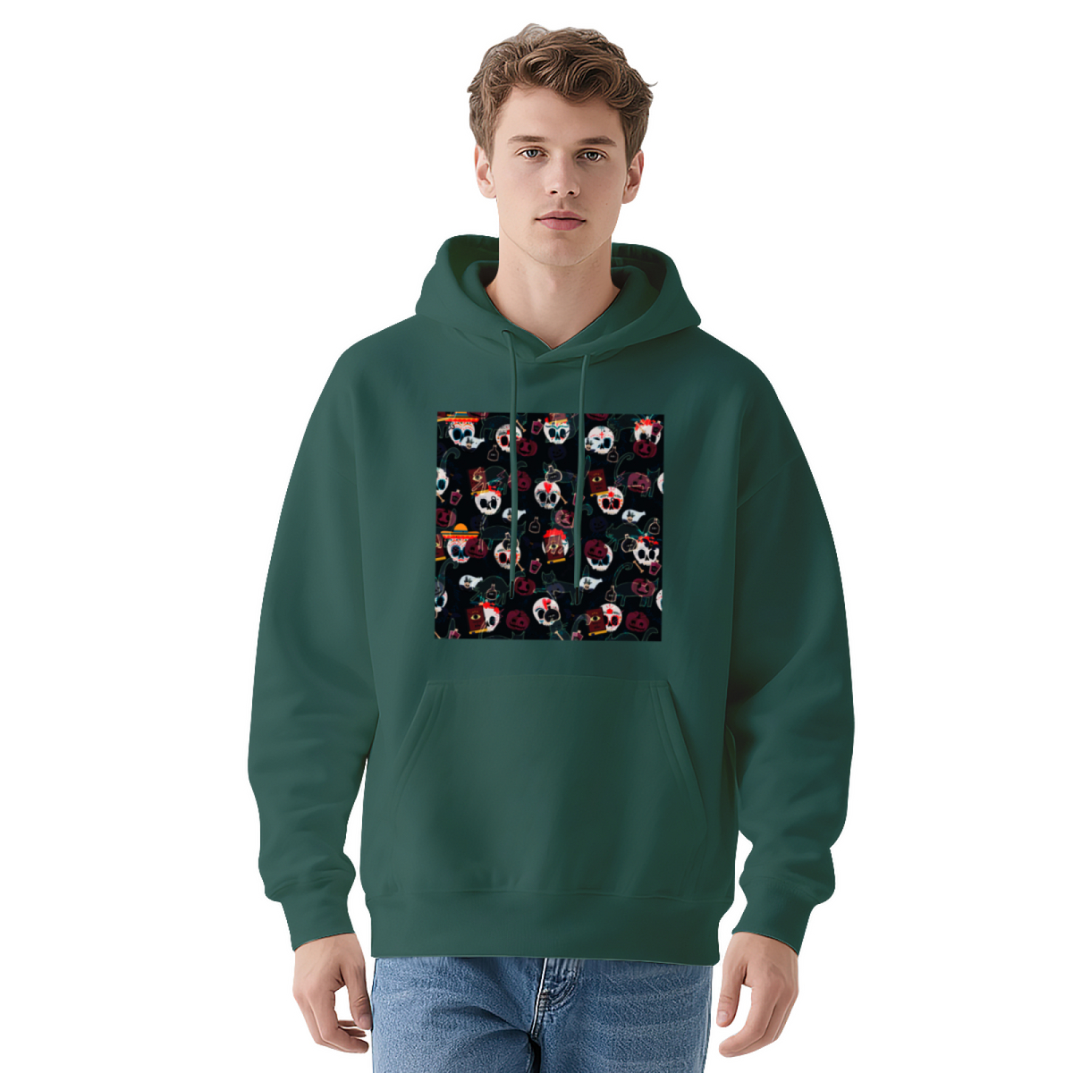 Premium Graphic Hoodie - Skull with Flowers